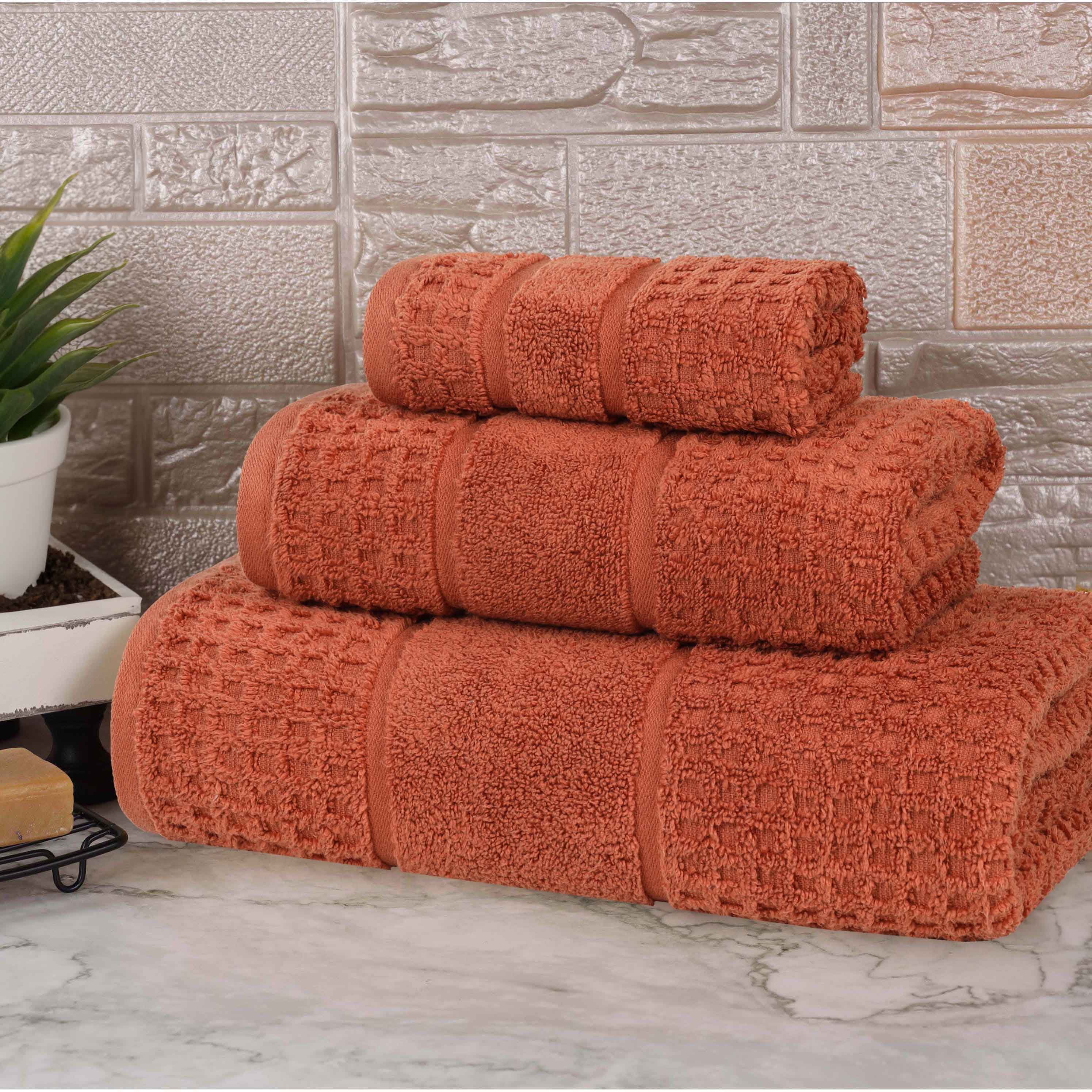 Premium Zero Twist Cotton Waffle Honeycomb Bath Towel Set - Ultra Soft & Highly Absorbent 3-Piece Set for Spa, Bathroom & Luxury Home Use