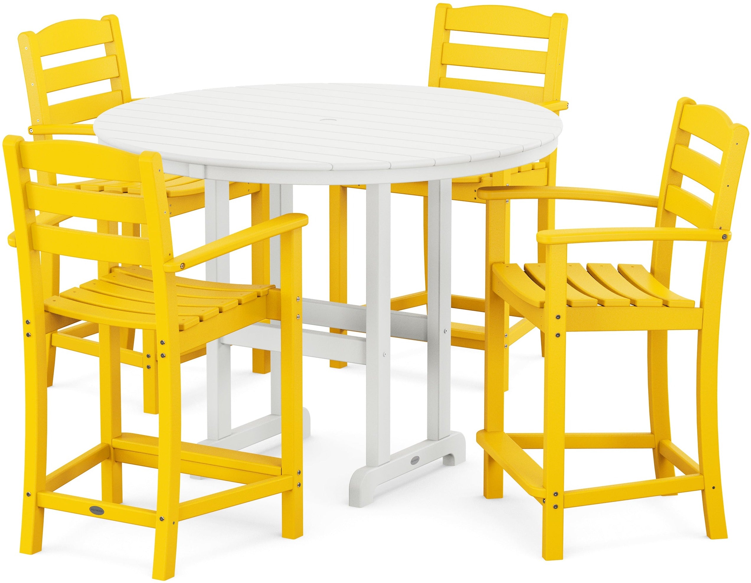 POLYWOOD La Casa Cafe 5-Piece Outdoor Counter Height Dining Set - Patio, Deck, Poolside Bistro Table and Chairs for Backyard, Garden, Restaurant