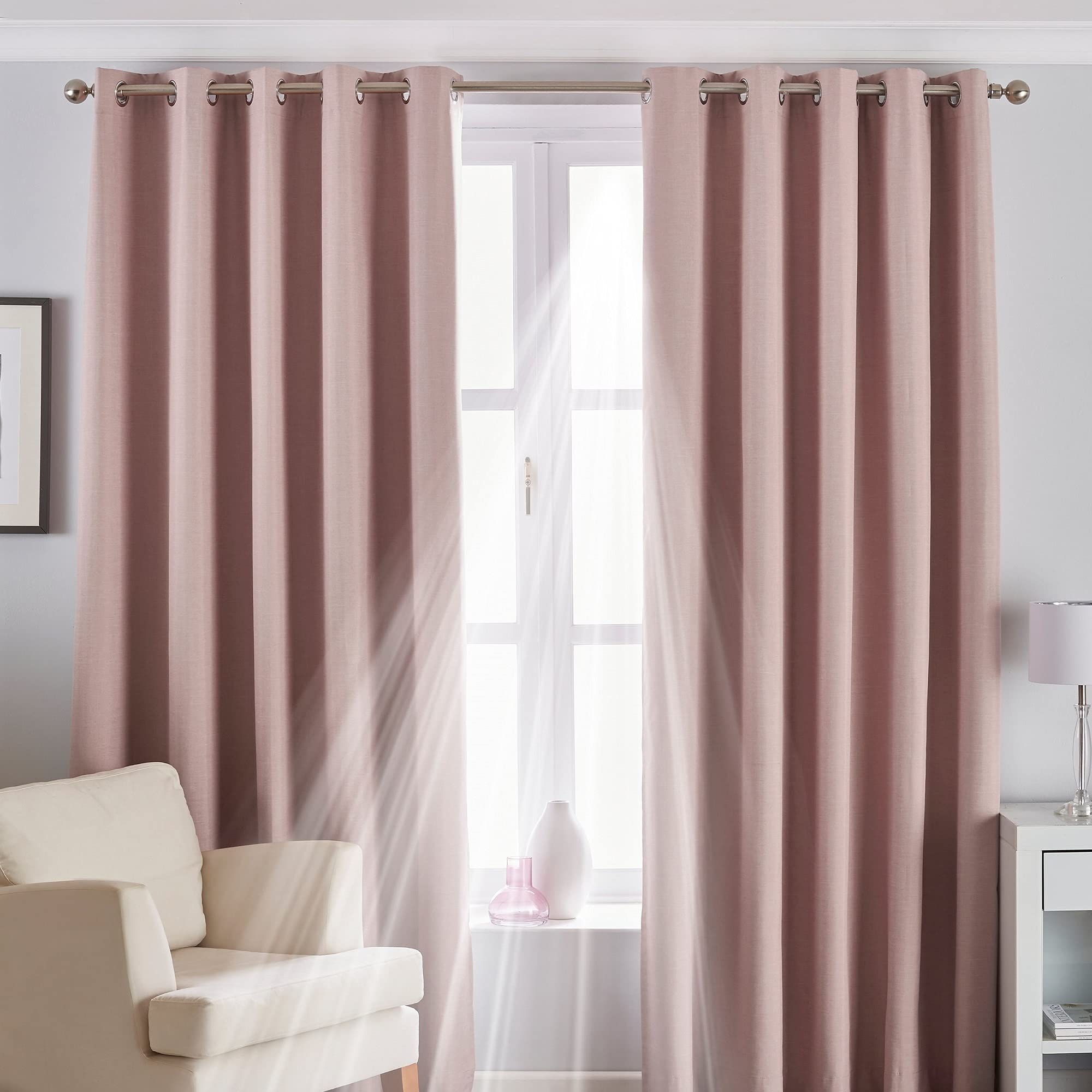 Blackout Eyelet Curtains - 66 x 54 Inches (168 x 137cm) - Polyester Fabric in Ochre Color - Perfect for Bedroom & Living Room Light Blocking & Privacy