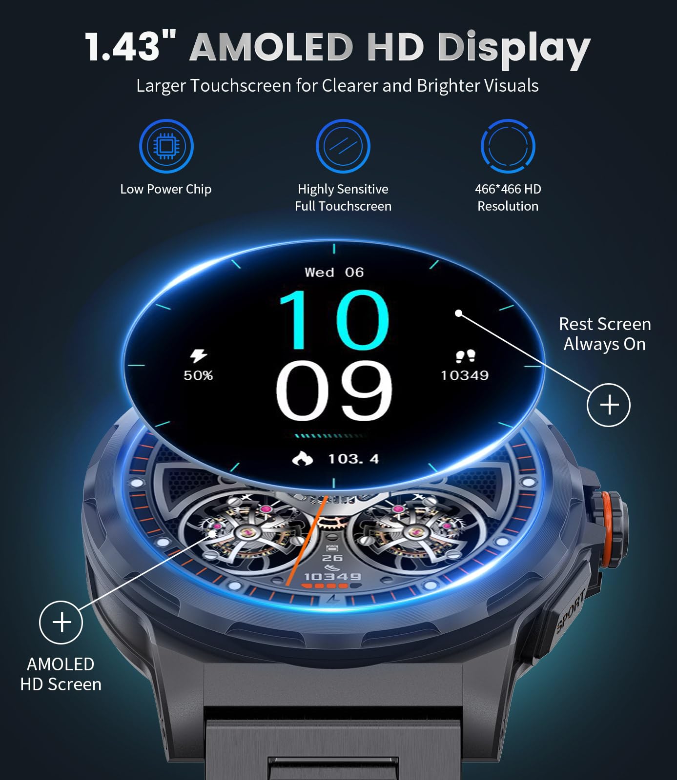 LIGE Military Smart Watch for Men - 1.43