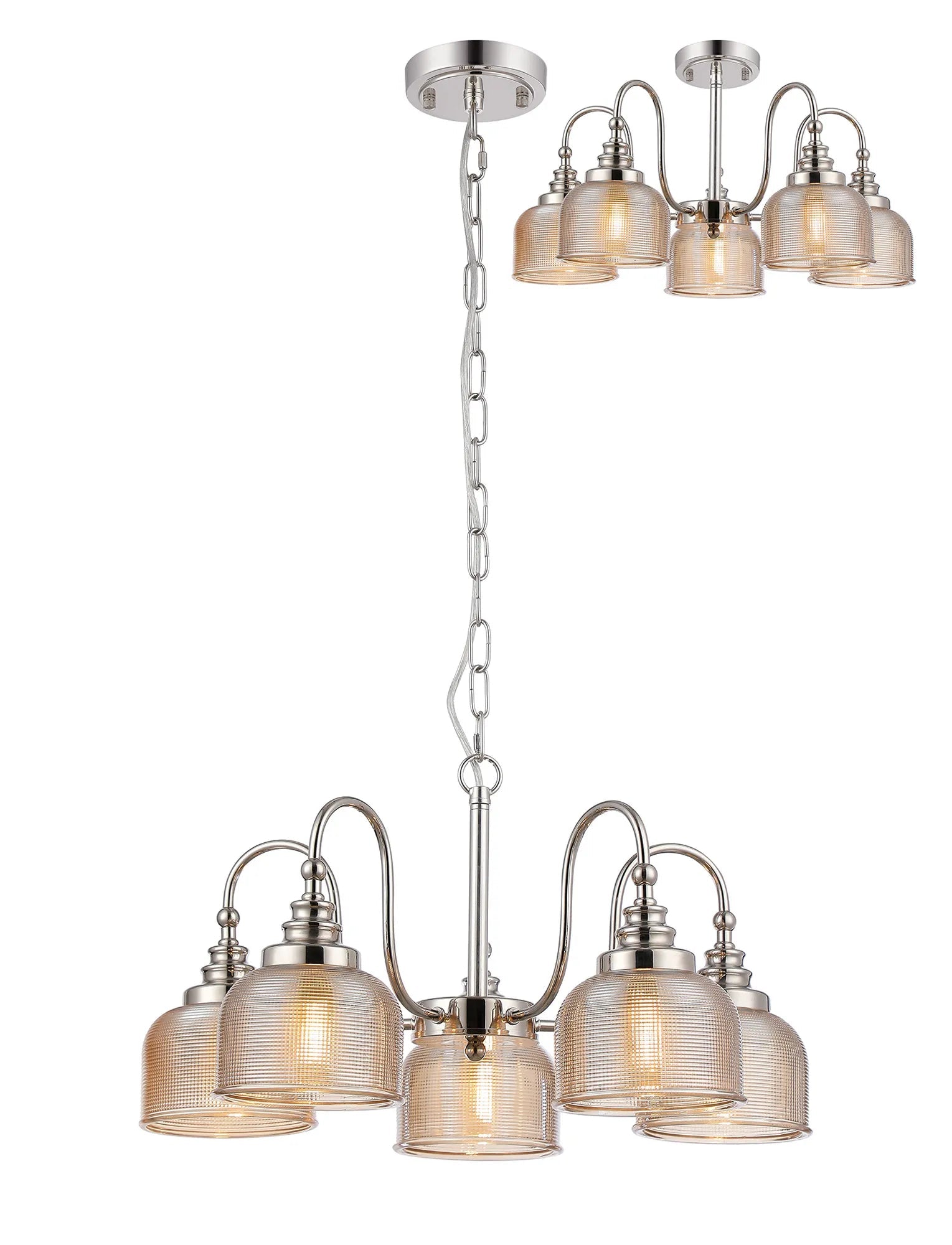Cleron 3/5/8Lt Semi Flush Mount Pendant Light Fixture - Modern Ceiling Lighting in Multiple Colors for Living Room, Bedroom & Dining Room