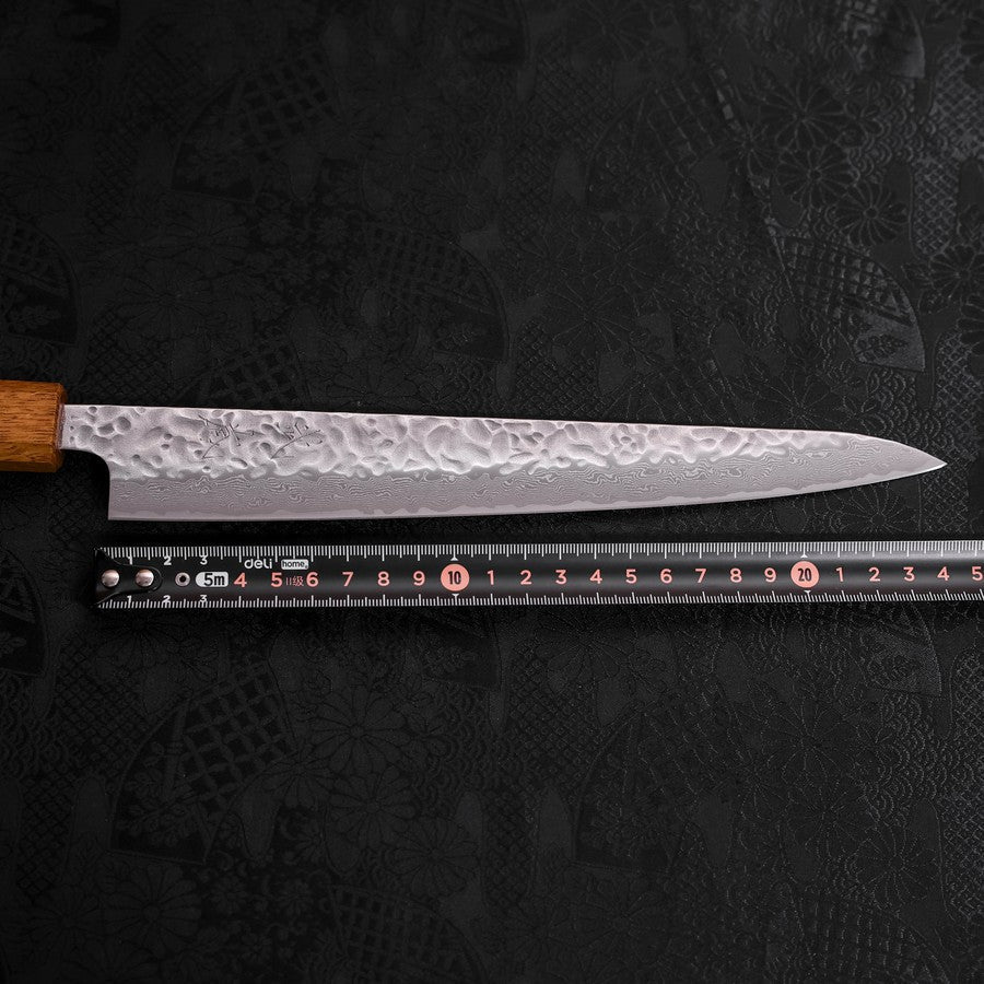 Premium AUS-10 Steel Sujihiki Knife 240mm - Japanese Tsuchime Damascus Pattern with Urushi Handle - Perfect for Sushi, Sashimi & Precision Meat Slicing