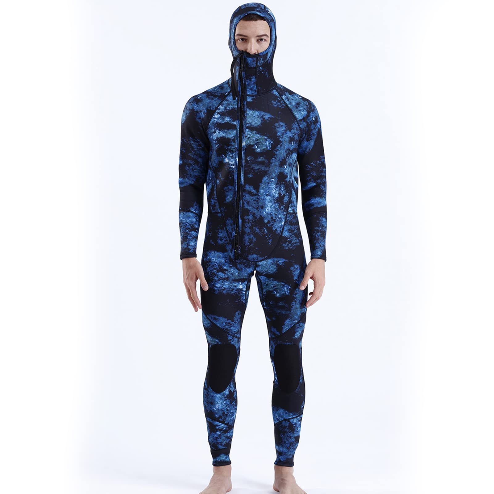 3mm Neoprene Men's Wetsuit with Front Zipper - Full Body Diving Suit for Scuba, Surfing & Water Sports - Super Stretch Warm One Piece Swimsuit for Cold Water Swimming & Snorkeling