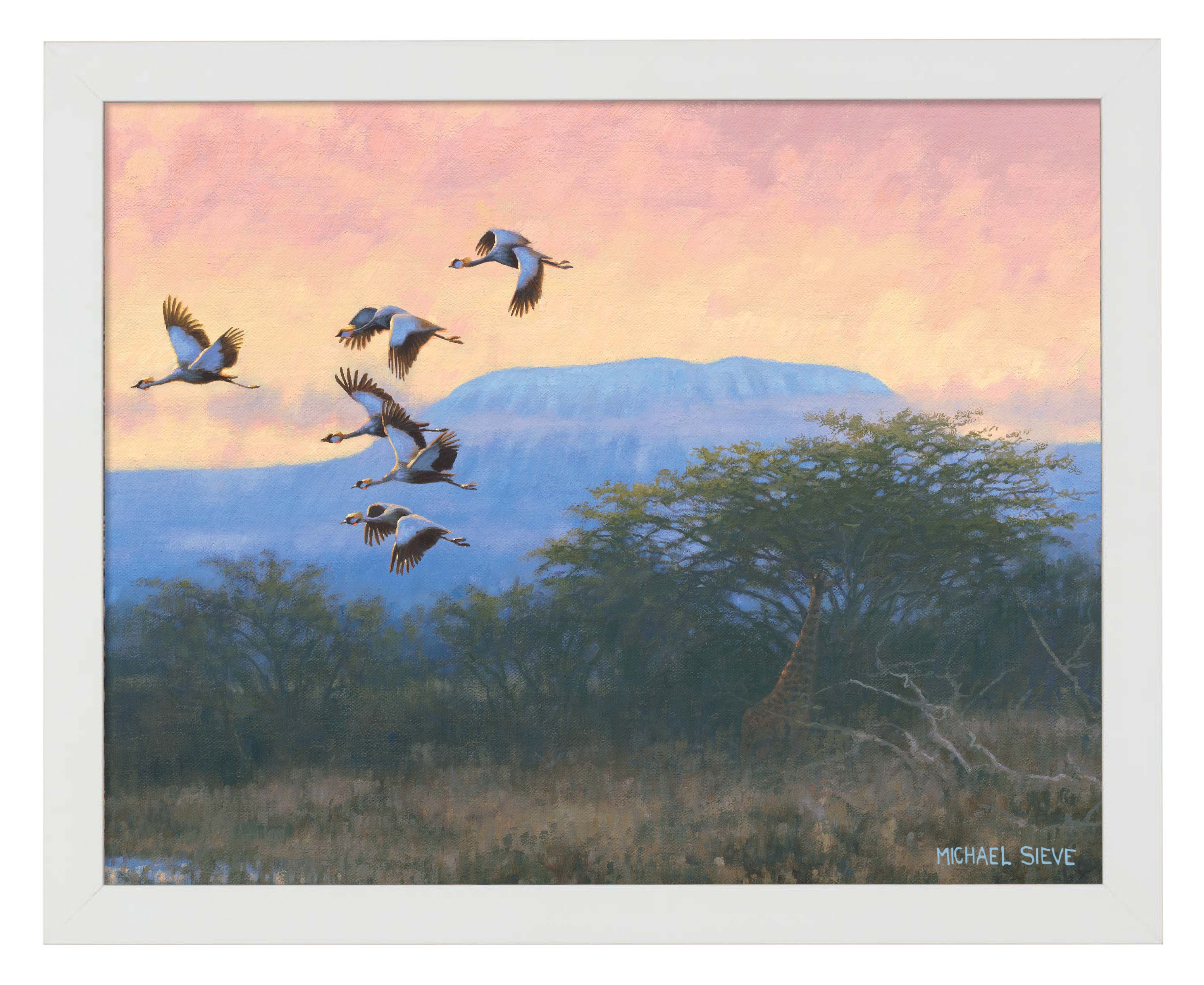 Exquisite Crowned Cranes Art Prints - Handmade Wildlife Wall Decor for Living Room, Bedroom & Office - Premium Framed Bird Painting Home Decor