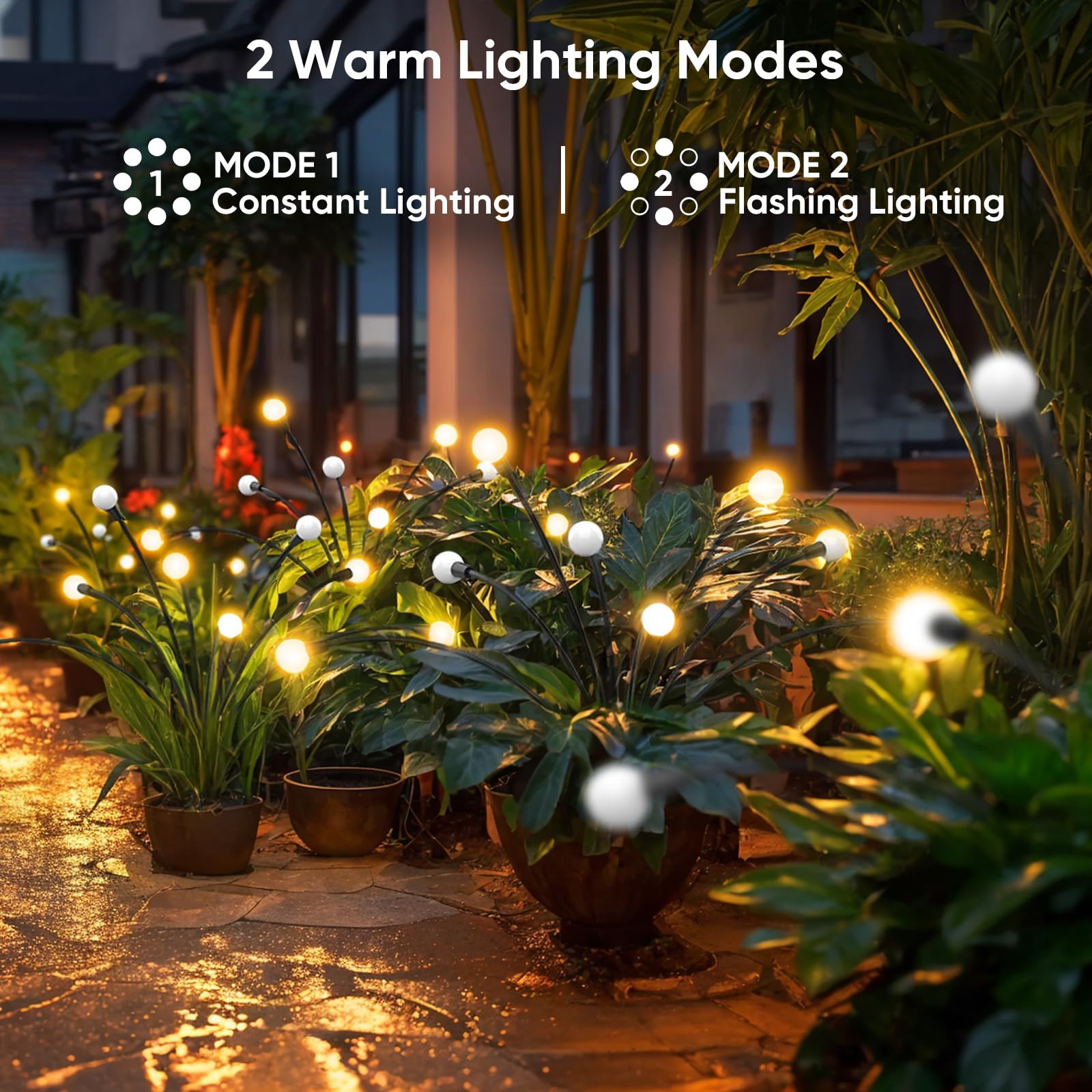 32 LED Solar Firefly Lights Outdoor - 4 Pack Waterproof Garden Pathway Lights for Yard, Patio & Landscape Decor - Solar Powered Swaying Lights for Wind Movement | Perfect for Backyard, Walkway & Evening Ambience
