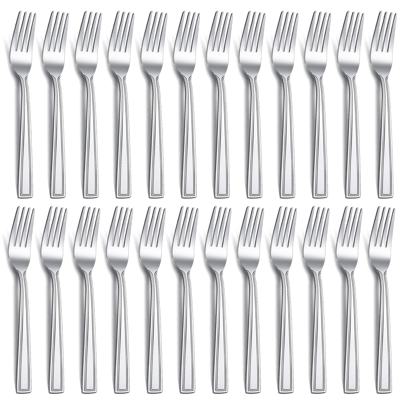 24-Piece Stainless Steel Dessert Fork Set - 6.8 Inch Small Appetizer Forks for Cake, Salad, Fruit - Mirror Polished & Dishwasher Safe - Perfect for Home, Restaurant, Party & Catering Events