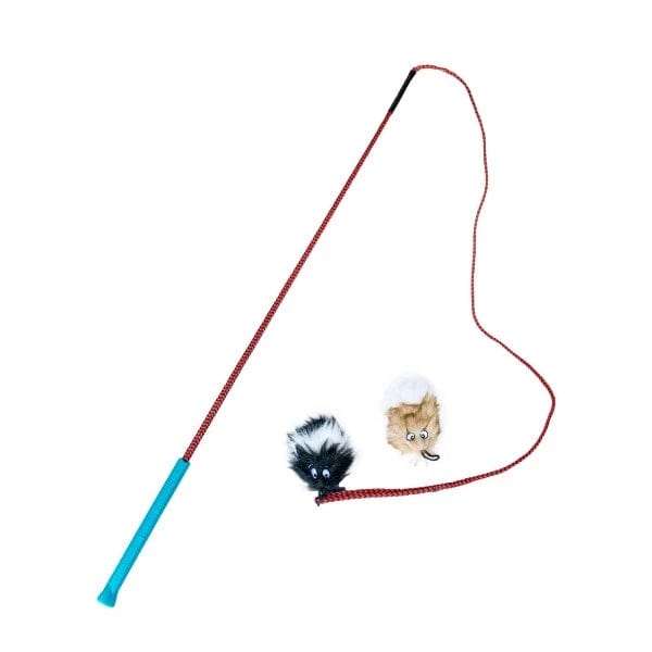 Outward Hound Tail Teaser Dog Wand - Interactive Dog Toy for Small & Large Dogs - Durable Black Teaser Wand for Indoor & Outdoor Play, Training & Exercise