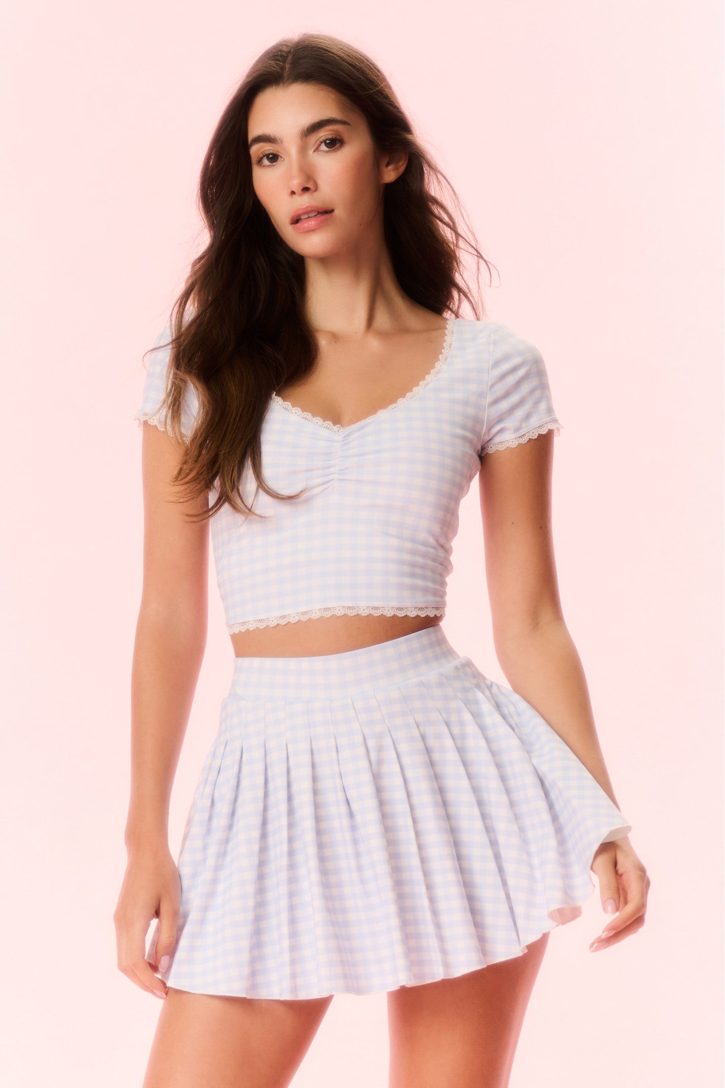 Dancia Women's Gingham Print Active Skort - High Waist Tennis Skirt with Shorts for Running, Yoga & Workout - Comfortable Athletic Skort for Women
