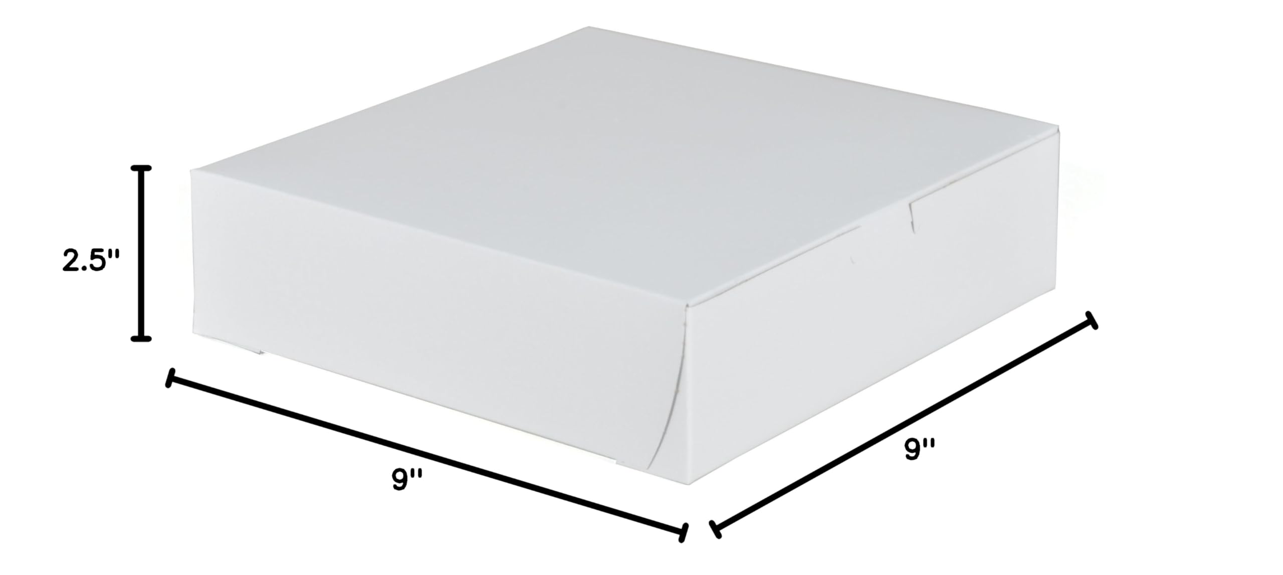 Premium White Clay-Coated Kraft Bakery Box 9x9x2.5 Inches - Lock Corner Design - Case of 250 - Ideal for Cupcakes, Cookies & Pastry Packaging - Eco-Friendly Food Storage Solution for Bakeries & Cafes