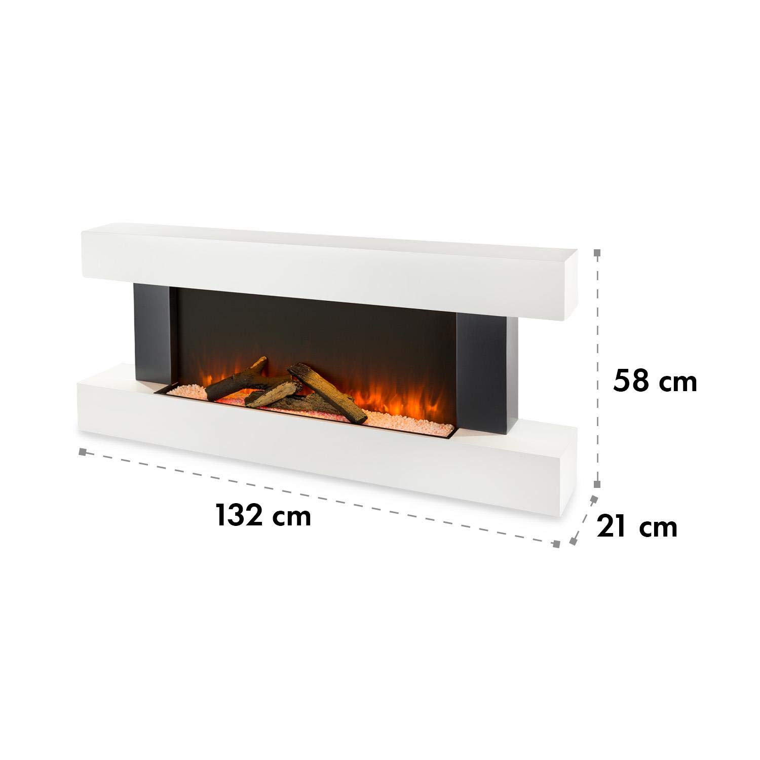 Klarstein 2000W Built-in Electric Fireplace with LED Flame Effect, Remote Control, Timer & Temperature Control - Perfect for Living Room, Bedroom & Office Heating