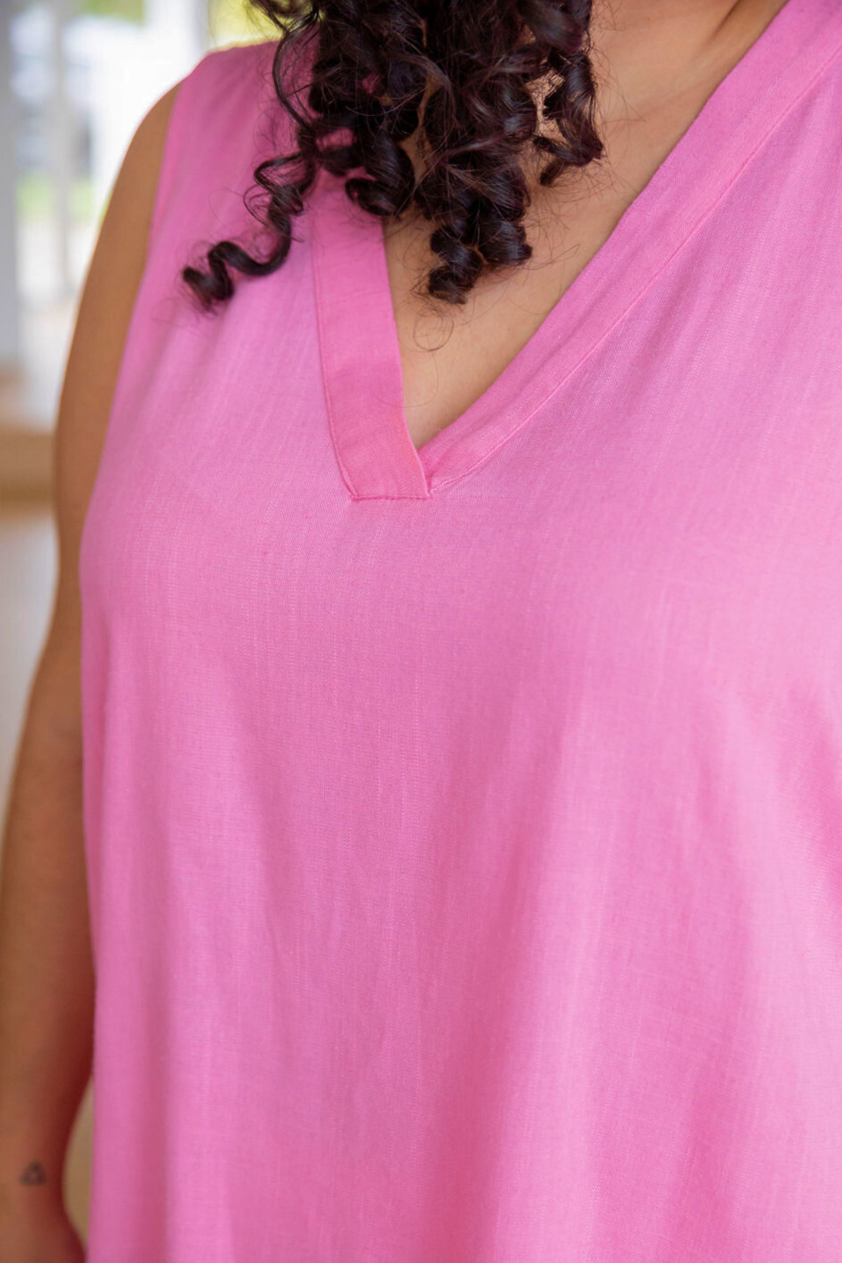Melody Linen Blend Top in Sachet Pink | Women's Casual Summer Blouse | Perfect for Beach Outings & Date Nights
