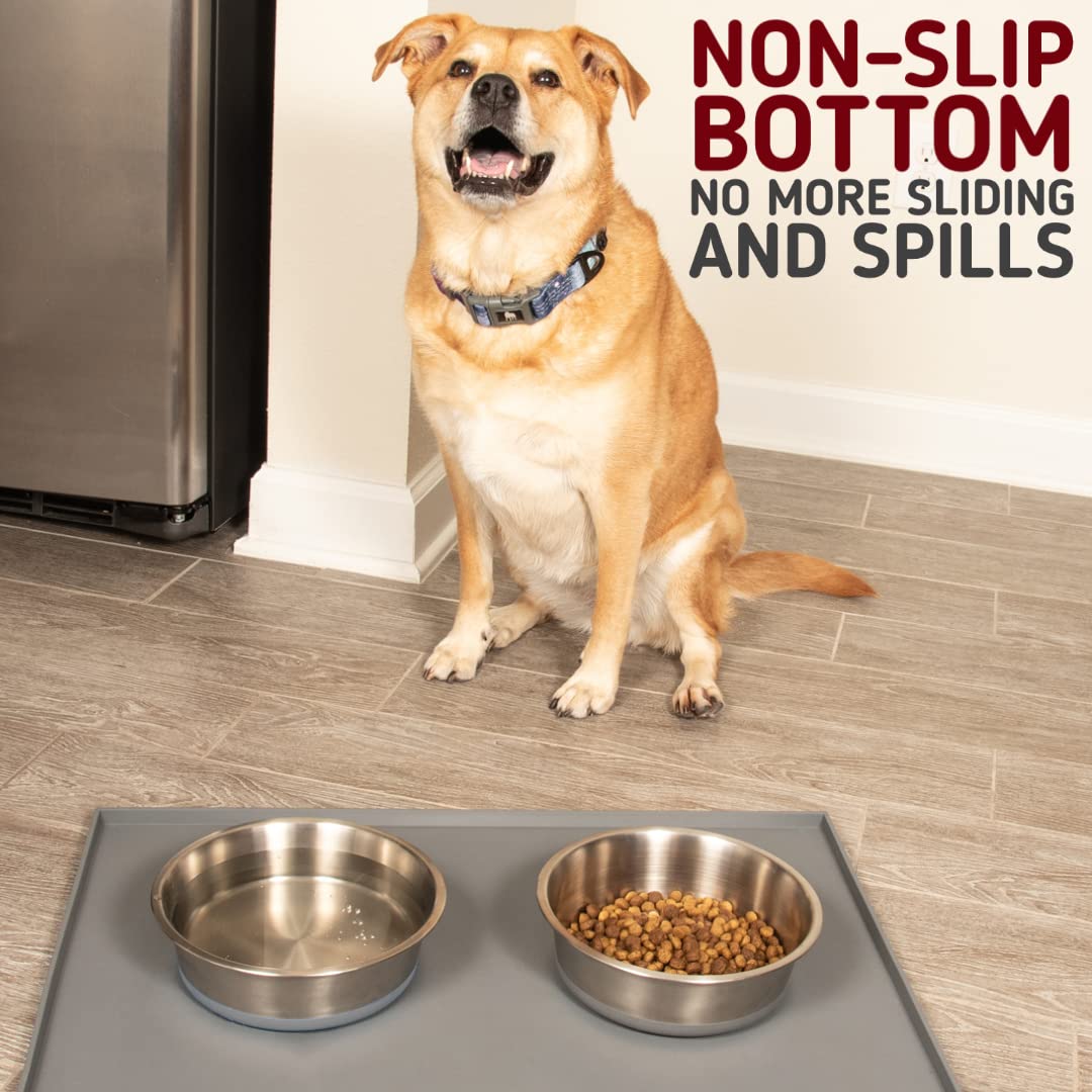 Stainless Steel Dog Bowl with Non-Slip Silicone Base - 8 Cup Heavy Duty Pet Food & Water Dish for Medium & Large Dogs - Rust Resistant, Dishwasher Safe & BPA Free - Perfect for Home, Travel & Outdoor Use (Gray, Single Bowl)