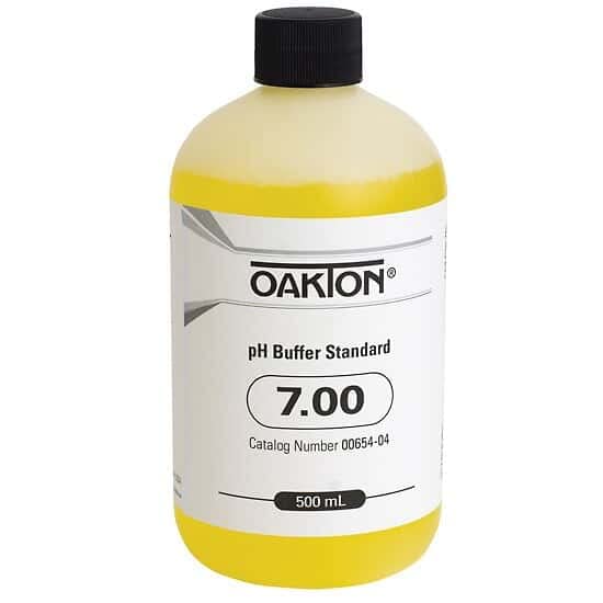 Oakton pH 7.00 Buffer Solution - 12 x 500mL Bottles (Laboratory Grade) for Precise pH Meter Calibration in Water Testing, Aquariums & Scientific Research