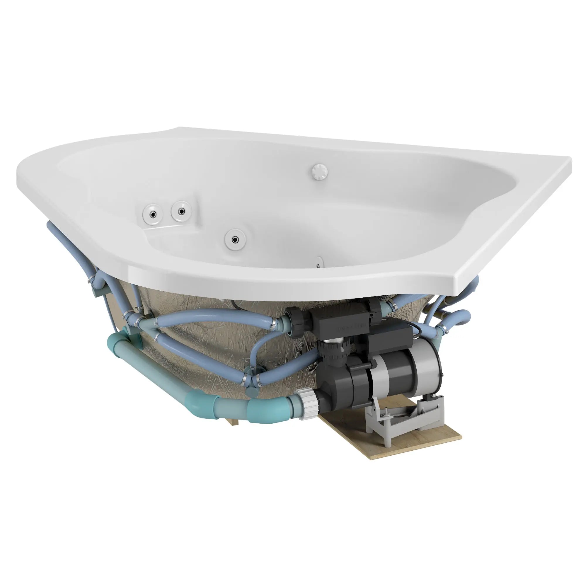 EverClean 60 x 60 Inch Corner Whirlpool Bathtub - Large Acrylic Soaking Spa Tub with Hydrotherapy Jets for Relaxation & Muscle Relief - Perfect for Master Bathroom or Luxury Home Spa Retreat