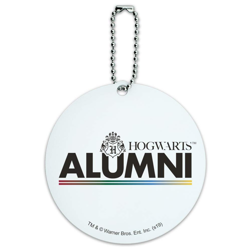 Harry Potter Hogwarts Alumni Round Luggage ID Tag - Personalized Suitcase Name Tag for Carry-On Bags - Perfect for Travel, School, and Harry Potter Fans
