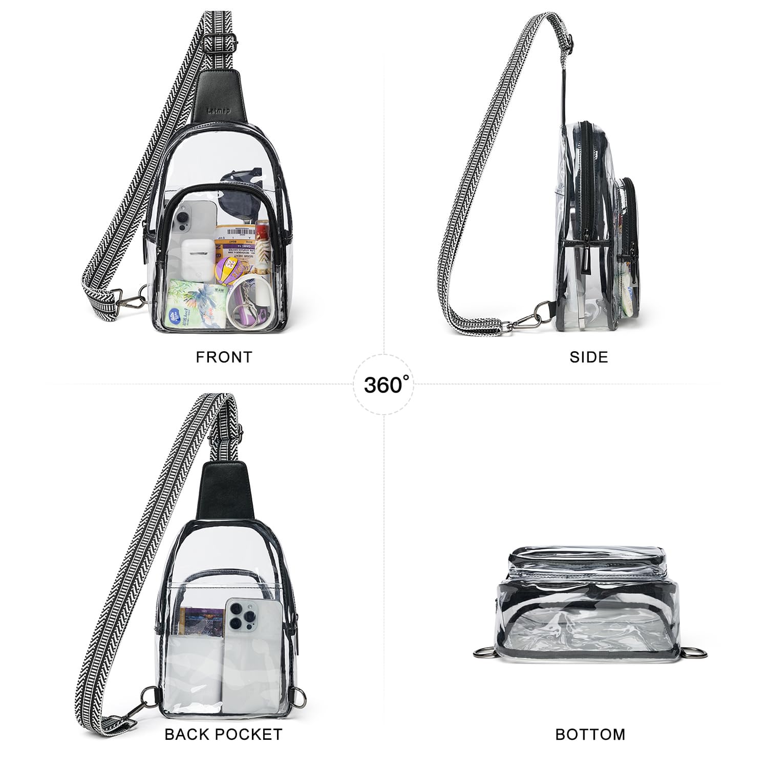 **Clear Stadium Bag for Women - Transparent Crossbody Purse for Concerts, Sports Events & Security Check - Perfect for Music Festivals, NFL Games & Theme Parks**
