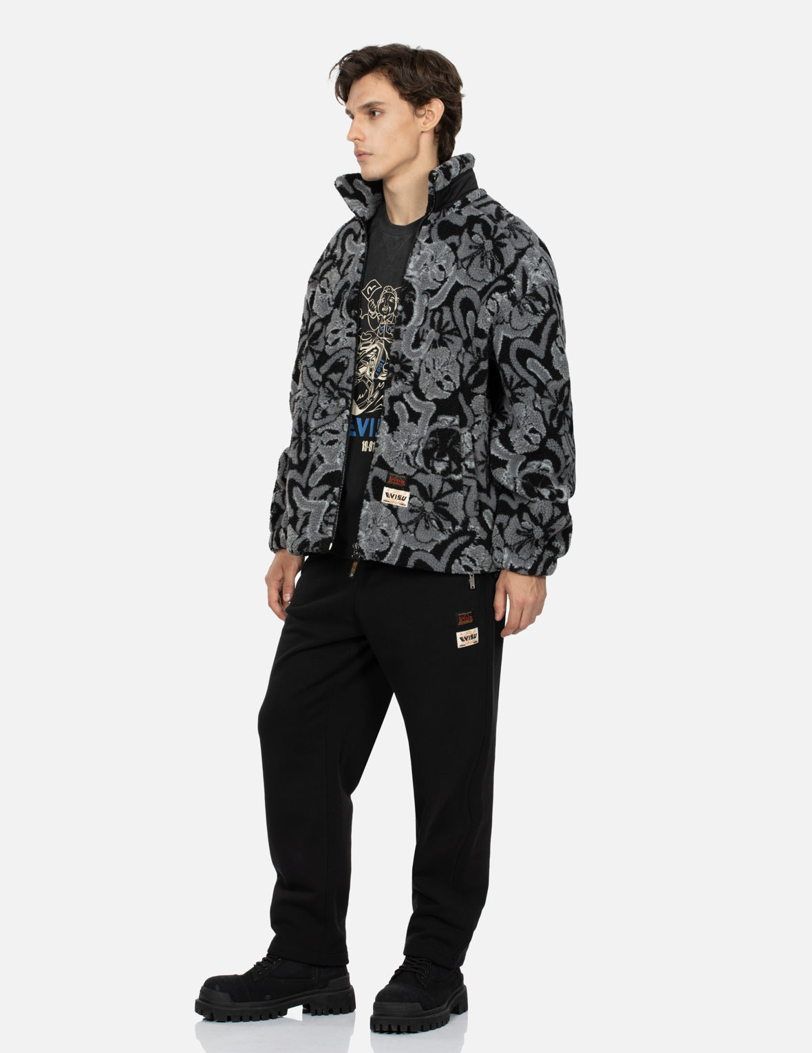 Seagull & Kamon Jacquard Sherpa Jacket for Women - Cozy Loose Fit Fleece Outerwear for Fall & Winter - Perfect for Casual Outings, Hiking, and Outdoor Adventures