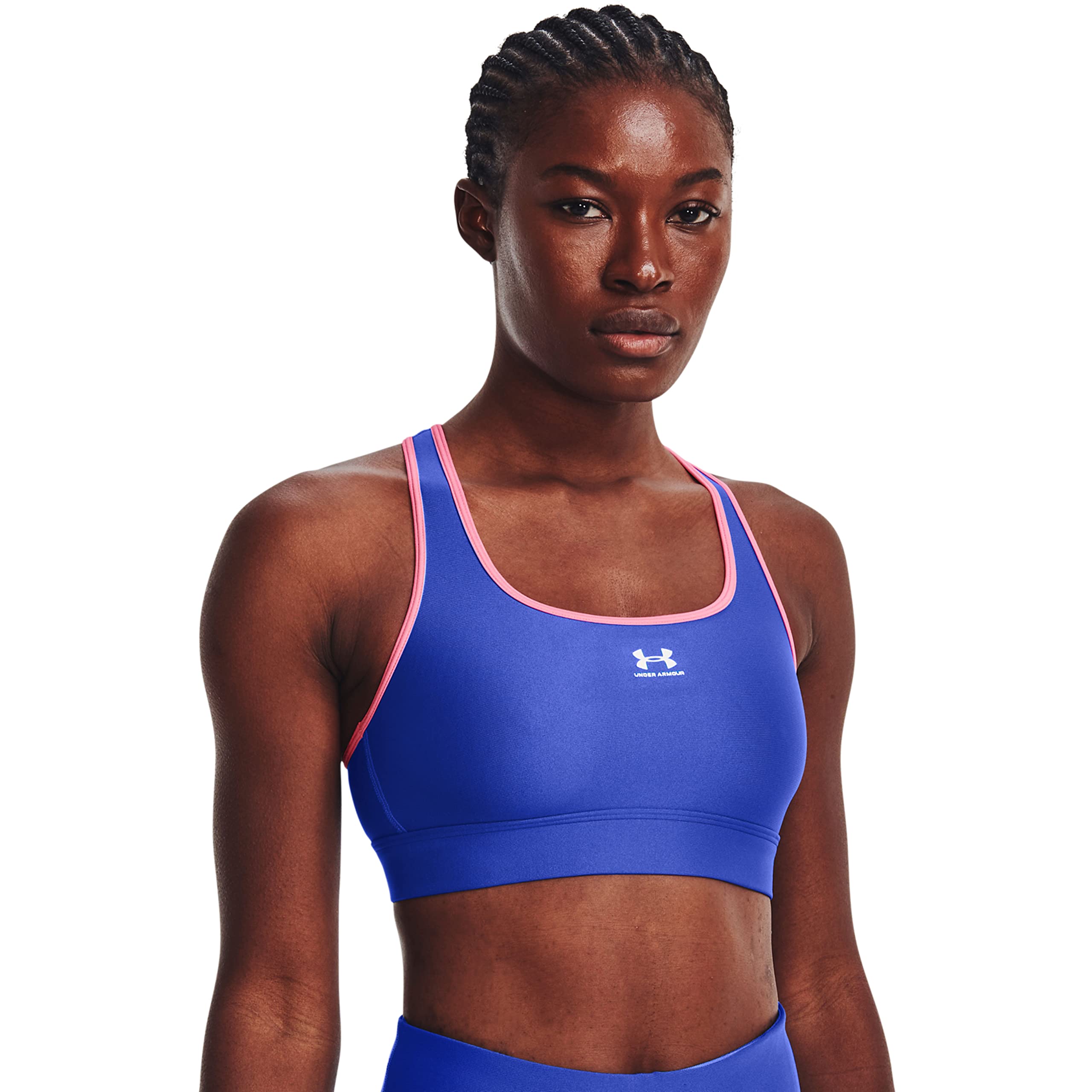 Under Armour Women's HeatGear Mid Padless Sports Bra - Moisture-Wicking Workout Top for Running, Yoga & Gym Training