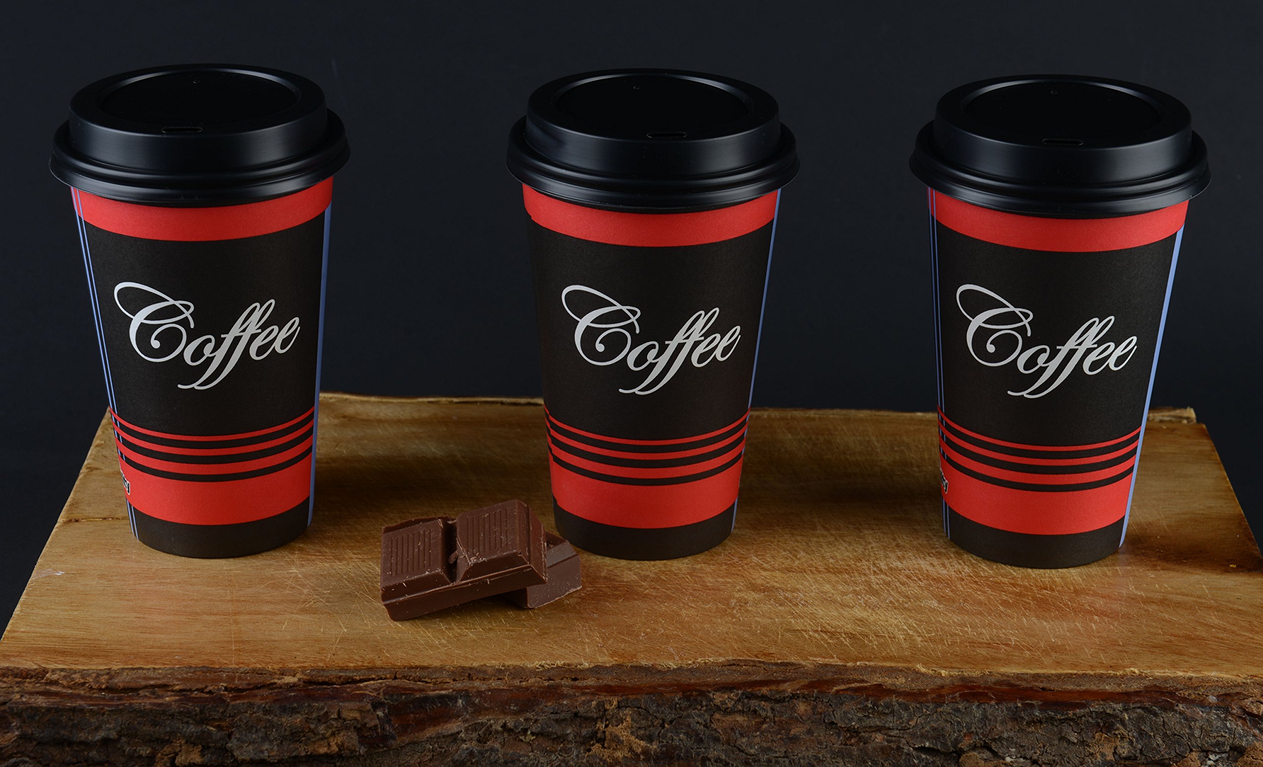 EcoQuality 16 oz Disposable Paper Cups with Black Dome Lids - 300 Count Bulk Pack for Hot & Cold Beverages - Perfect for Coffee, Tea, Cocoa, Travel, Office, Parties & Events - Durable & Eco-Friendly Drinkware