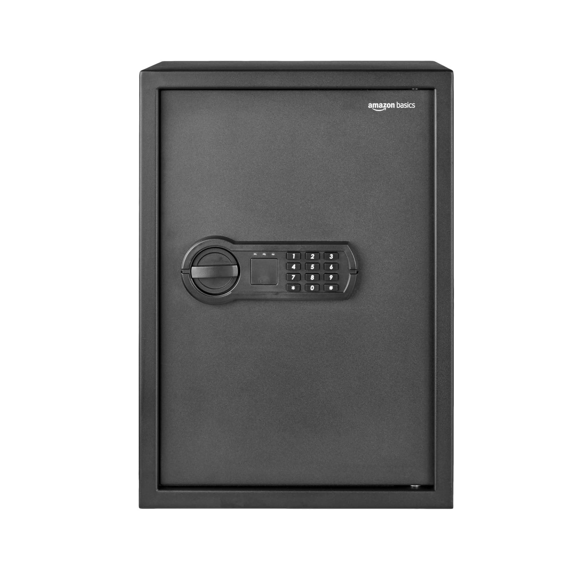 Amazon Basics Small Steel Security Safe with Electronic Keypad Lock - 1.8 Cubic Feet Black Home Safe for Jewelry, Cash & Documents | Bedroom, Office & Closet Storage Solution