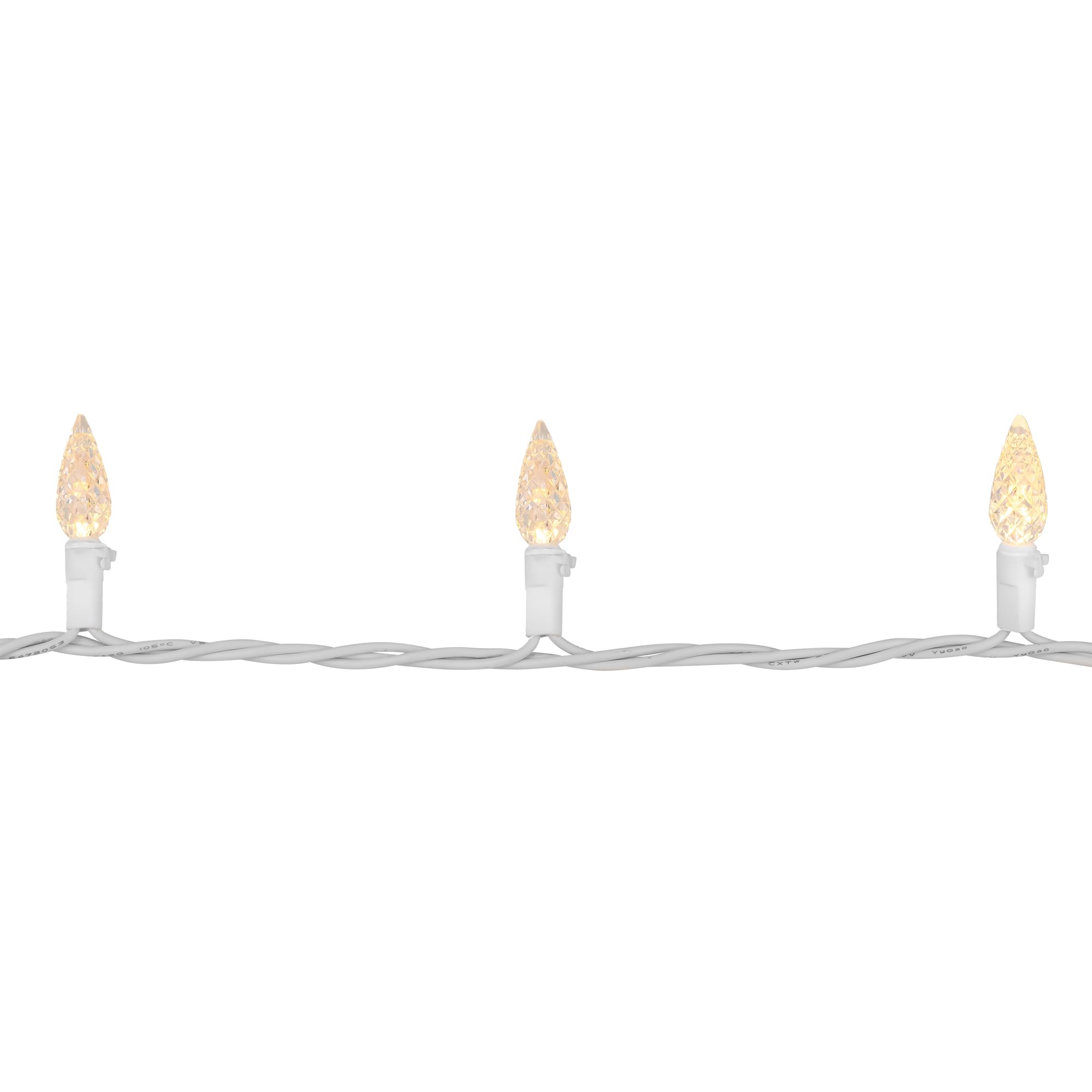 Northlight 70-Count Warm White Faceted LED C6 Christmas Lights - 23ft White Wire for Indoor & Outdoor Holiday Decorations