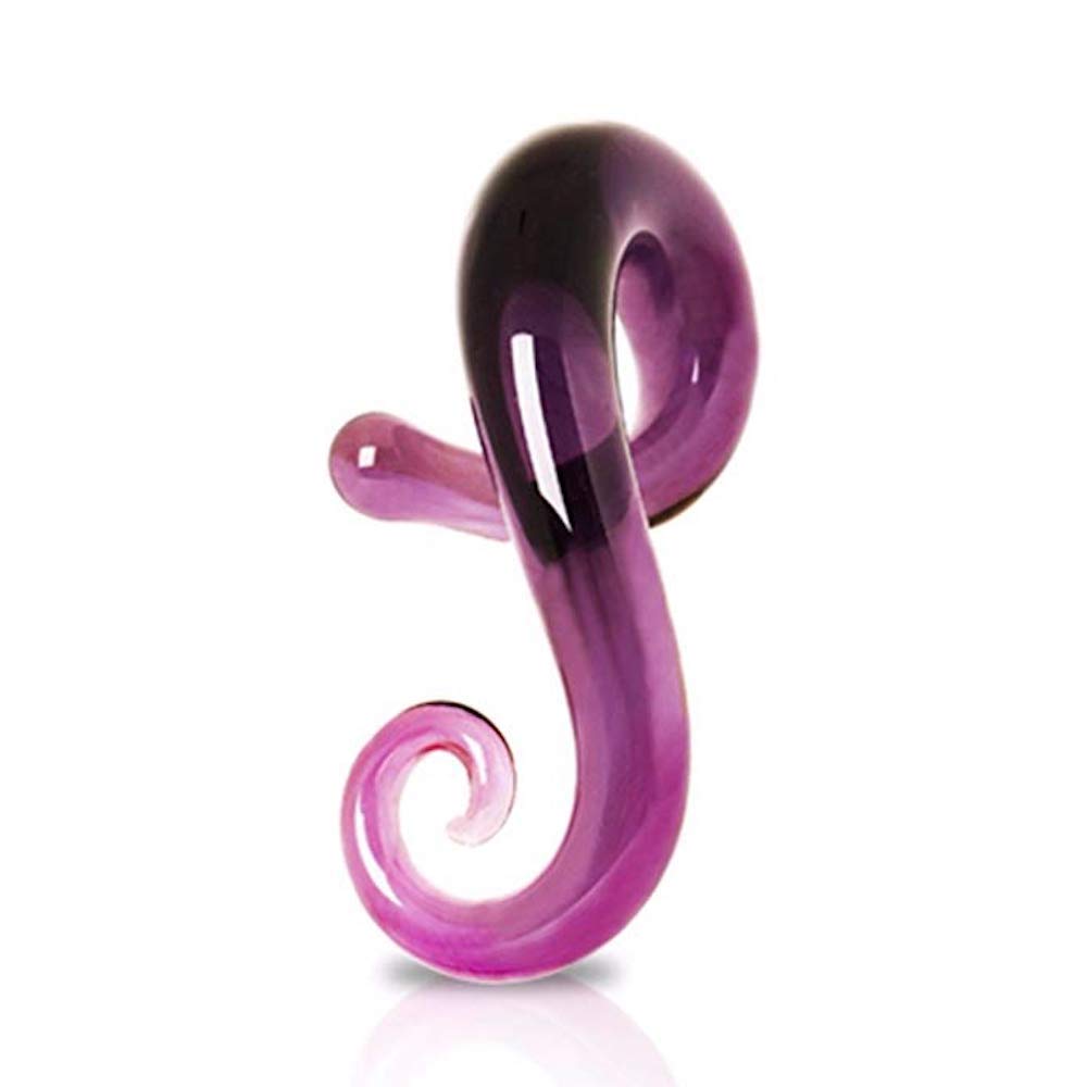 Purple Glass Spiral Taper Earring for Right Ear - Gothic Jewelry