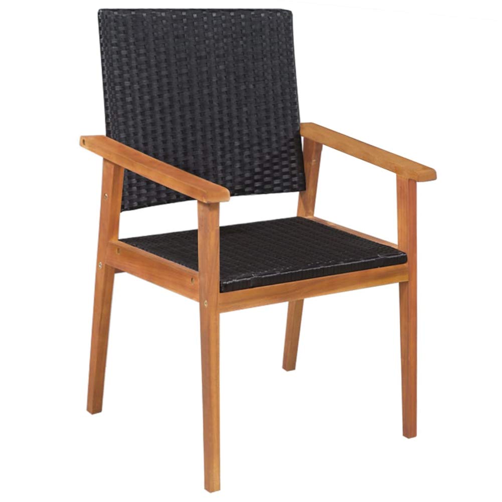 5-Piece Outdoor Dining Set - Black & Brown Poly Rattan Patio Furniture for Garden, Backyard, and Poolside Dining | Weather-Resistant & Durable