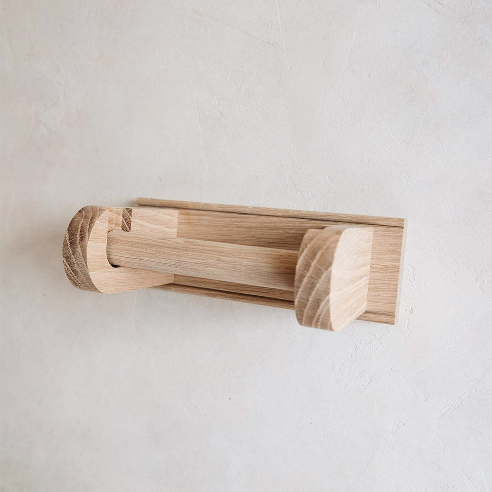 Premium Oak Toilet Paper Holder - Rustic Bathroom Tissue Roll Stand with Easy Installation - Perfect for Farmhouse, Modern & Traditional Bathroom Decor