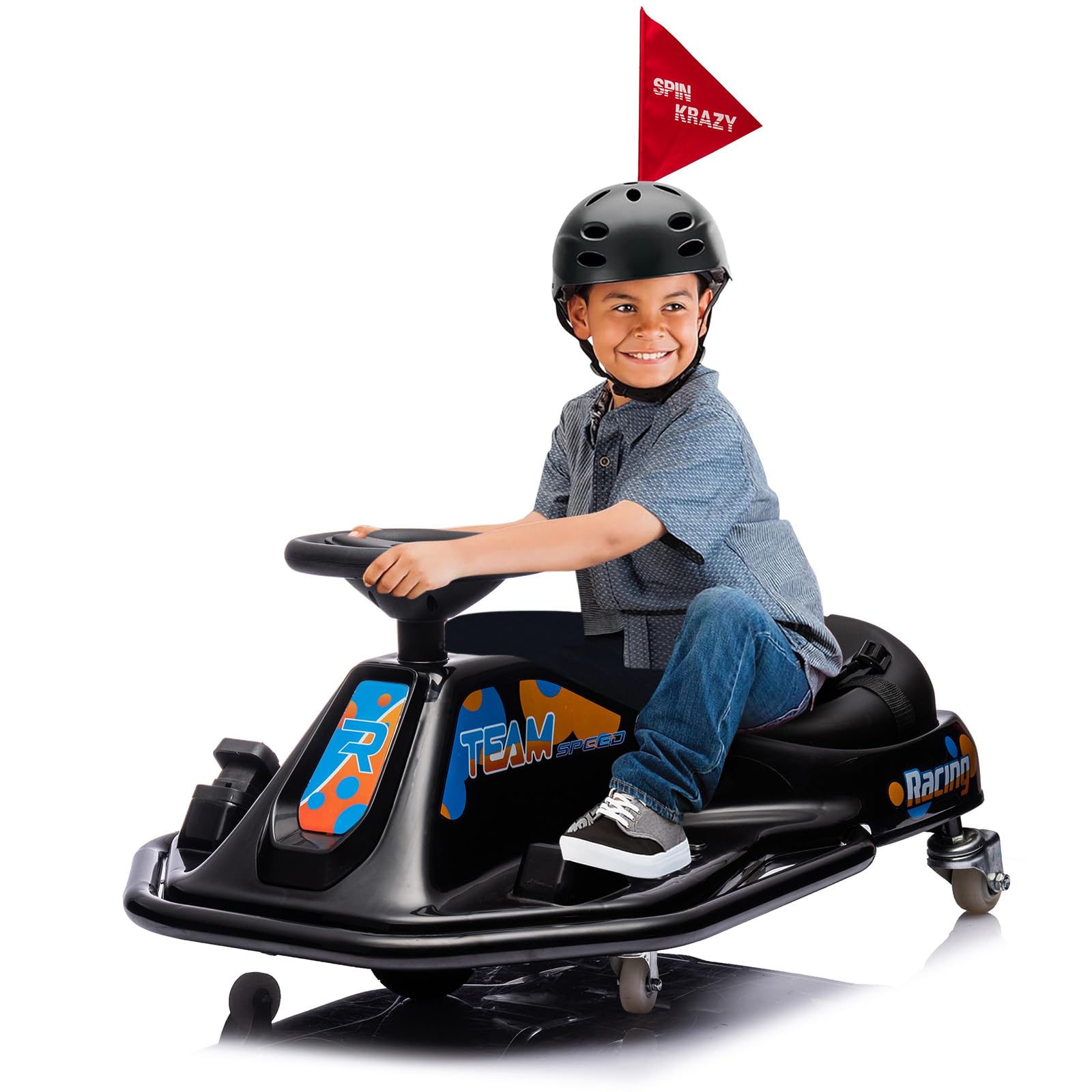 GARVEE 360° Rotating Electric Drift Go Kart for Kids - 24V Ride On Race Car with Adjustable Speed, LED Lights & Music | Perfect for Indoor/Outdoor Play, Birthday Gifts & Backyard Racing