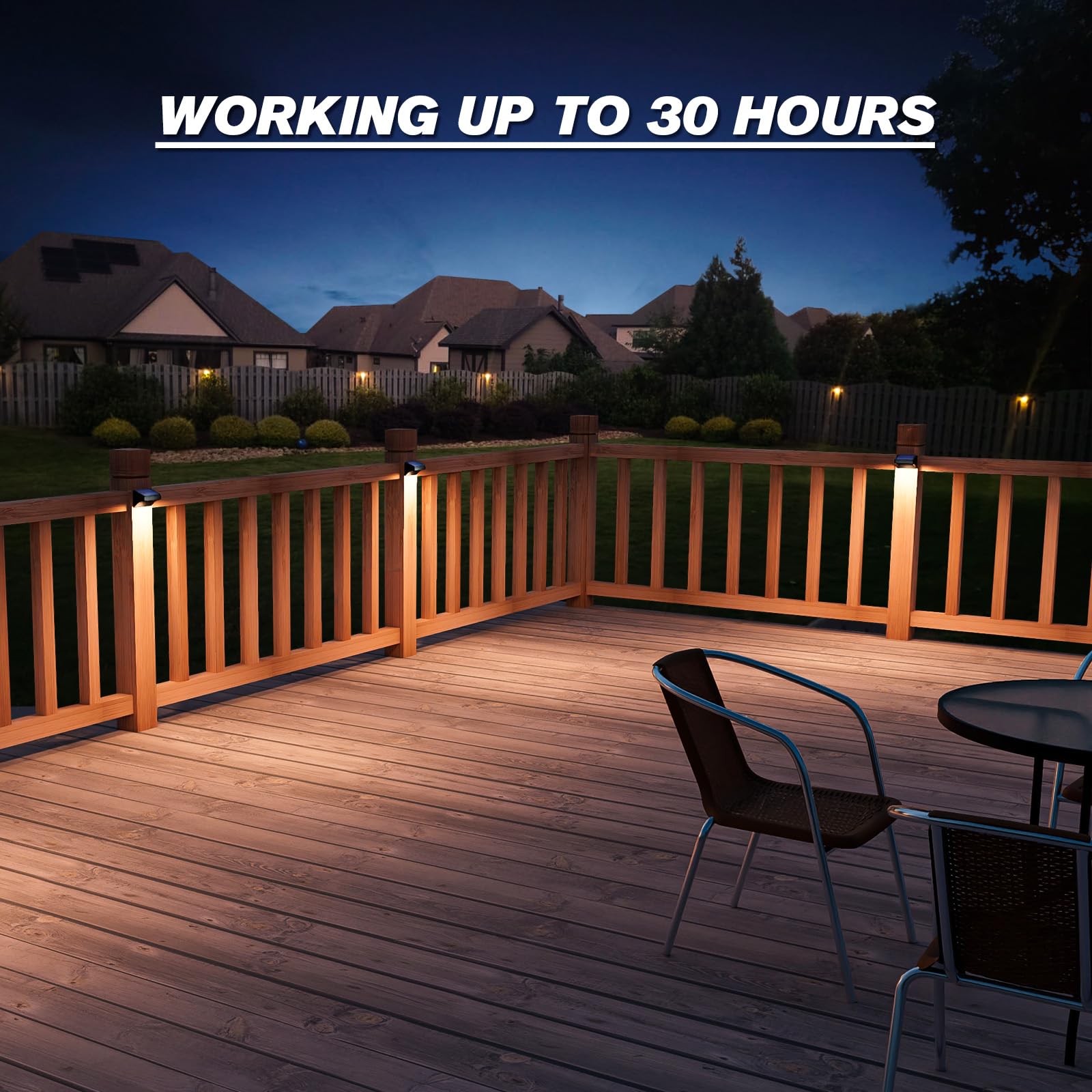Aulanto 8 Pack Solar Fence Lights - IP65 Waterproof Outdoor Solar Lights with Warm White & 10 RGB Color Changing Modes - Perfect for Backyard, Garden, Fence, Wall, Deck, Stairs - Create Ambient Lighting for Patio Parties & Pathway Safety
