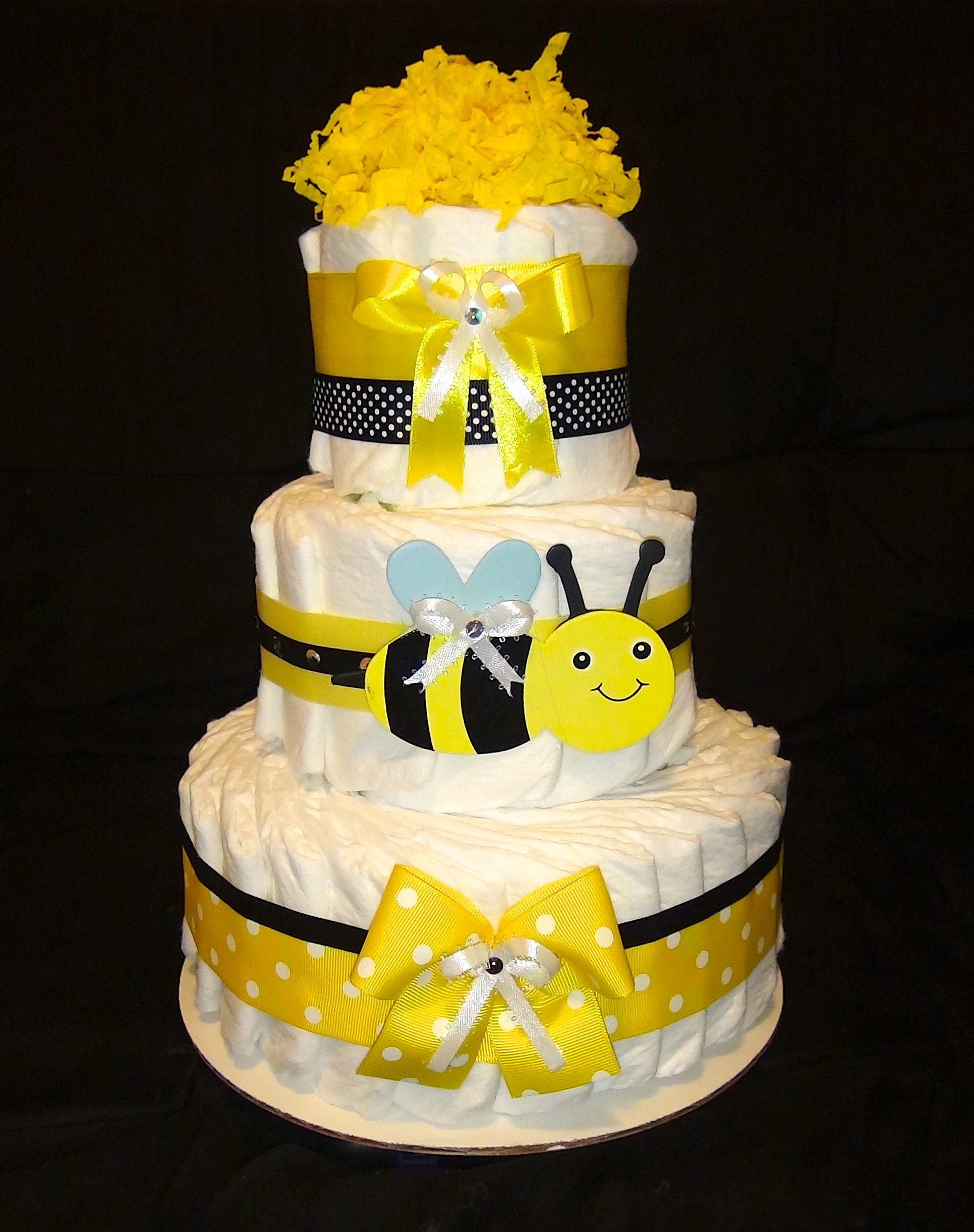 Little Kg's Dreams 3-Tier Bee Bee Diaper Cake - Unique Baby Shower Gift for Newborns, Gender Reveal & Nursery Decor