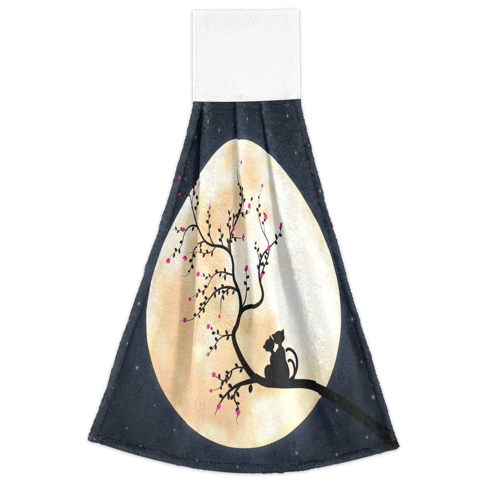 Valentine's Day Cat Lover Kitchen Towels Set of 2 - Soft Coral Velvet Absorbent Hand Towels with Hanging Loops for Bathroom, Kitchen & Romantic Decor - Perfect Gift for Couples & Home Use