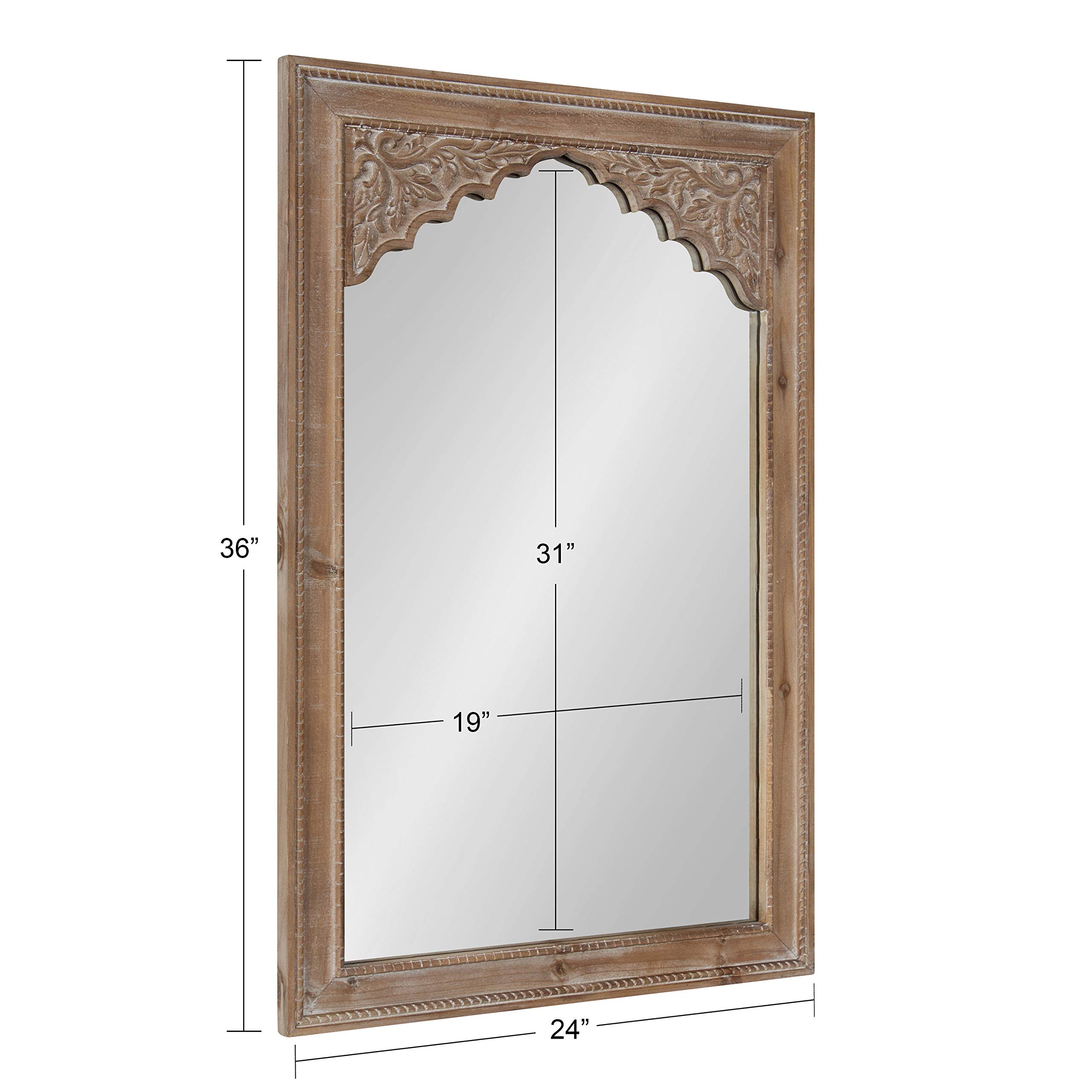 Kate and Laurel Shivani Boho Wall Mirror - 24x36 Inches, Rustic Brown Farmhouse Decor with Ornate Detailing - Perfect for Living Room, Bedroom, or Entryway Wall Decor