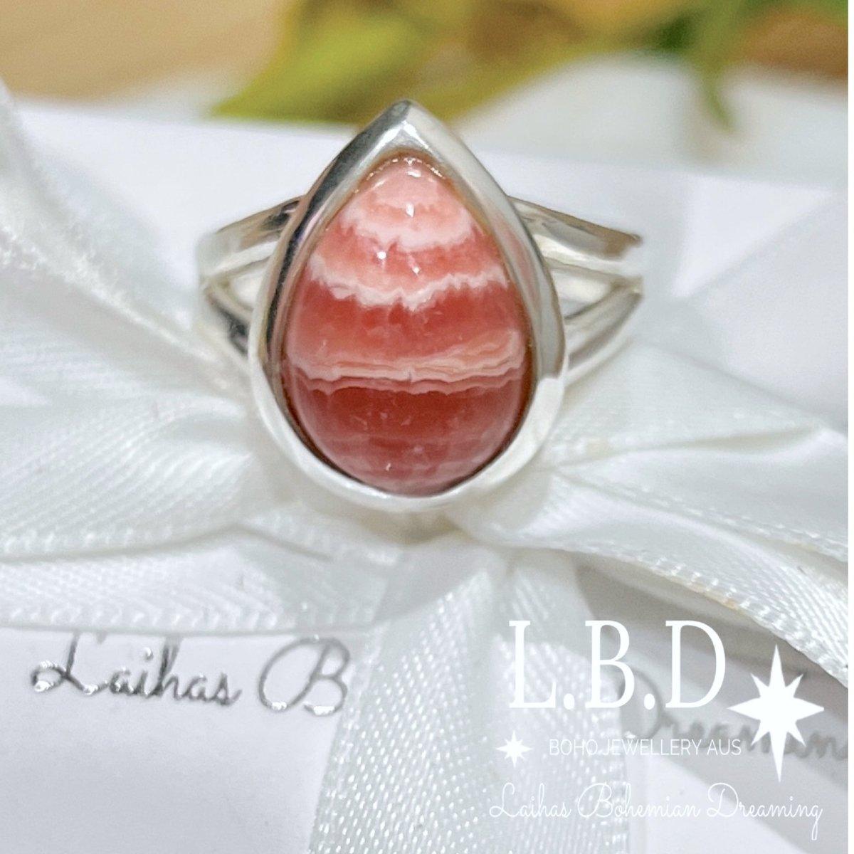 Elegant Raindrop Rhodochrosite Gemstone Ring for Women - Classic Chic Jewelry Gift for Birthday, Anniversary & Special Occasions