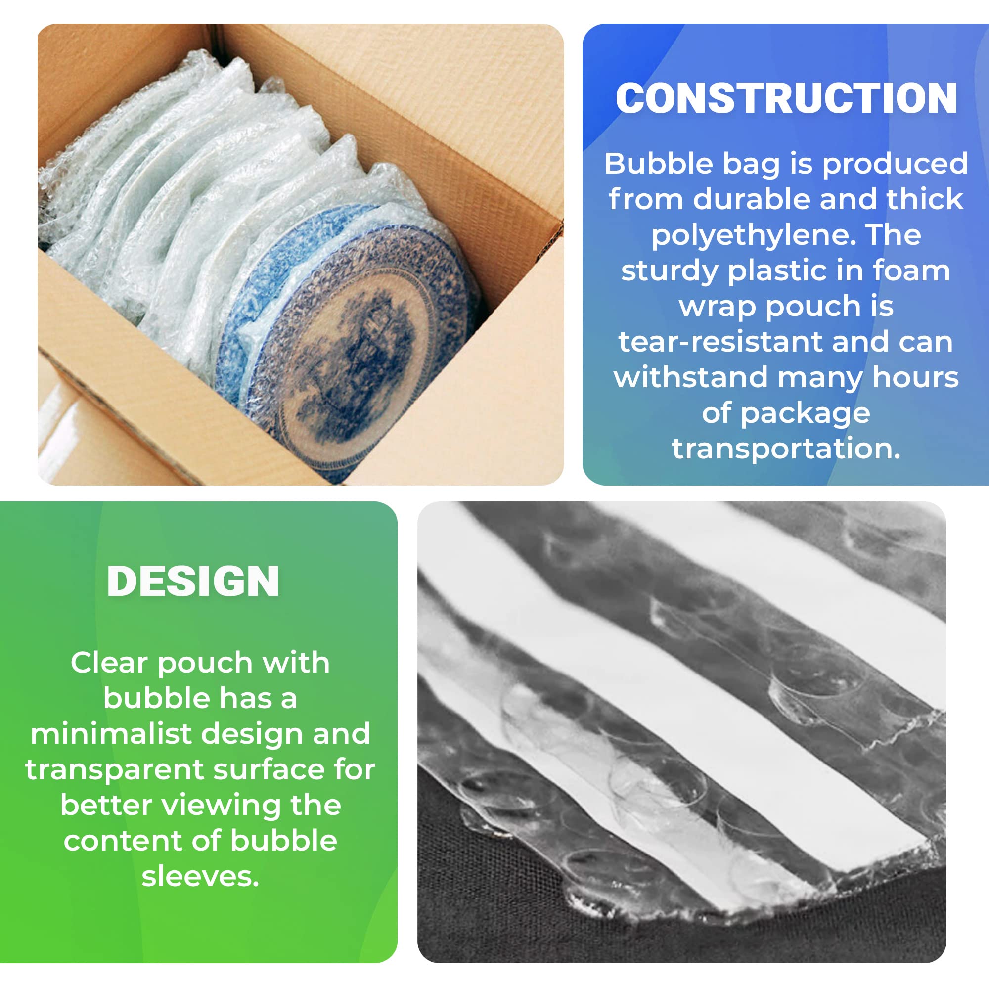 8 x 11.5 Inches Clear Self-Seal Bubble Mailers - 150 Pack Waterproof Polyethylene Shipping Bags for Packaging, Moving & Storing Fragile Items - Perfect for Ecommerce, Gift Wrapping & Home Organization