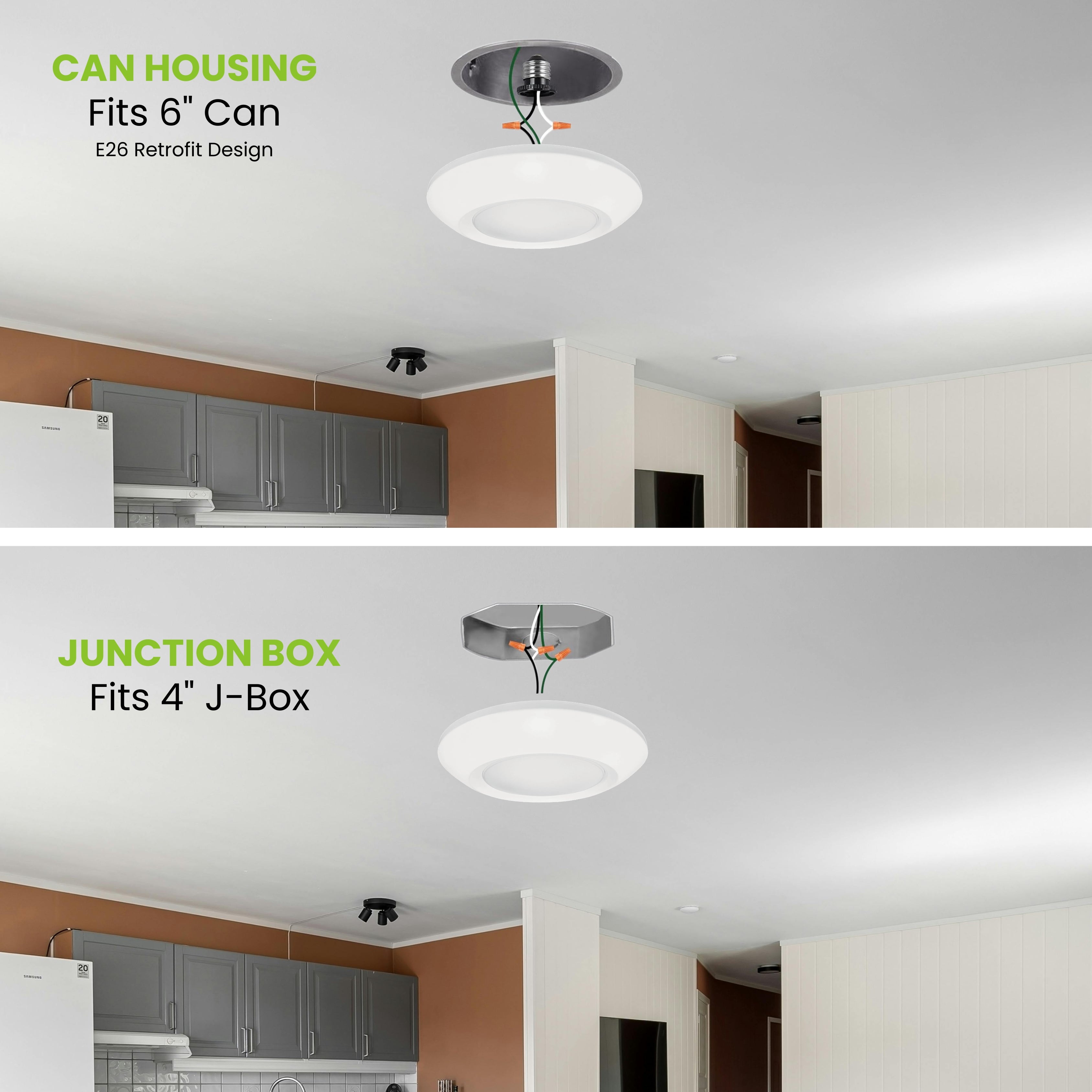 6 Inch LED Disk Light 15W 1100LM 24 Pack - Selectable 5 CCTs (2700K-6500K) with Triac Dimming, ETL & ES Certified - Perfect for Recessed Lighting in Homes, Offices, and Commercial Spaces