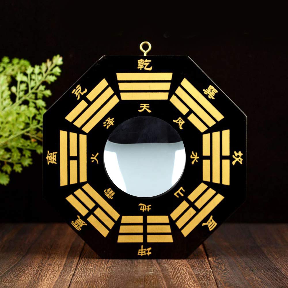 Premium Chinese Feng Shui Convex Bagua Mirror - Large Wooden Feng Shui Mirror for Home Protection & Positive Energy | Perfect for Front Door, Office & Wealth Corner Placement