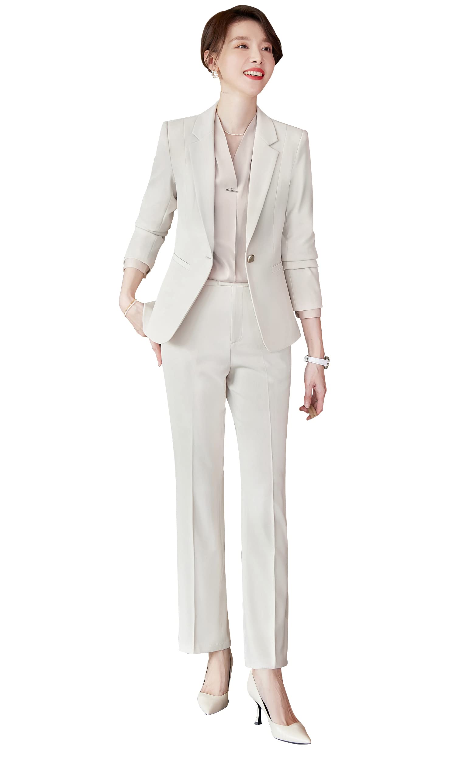 Professional Women's Two-Piece Suit Set - Blazer & Solid Pants for Work, Business & Casual Wear | Office Outfits, Job Interviews & Formal Events
