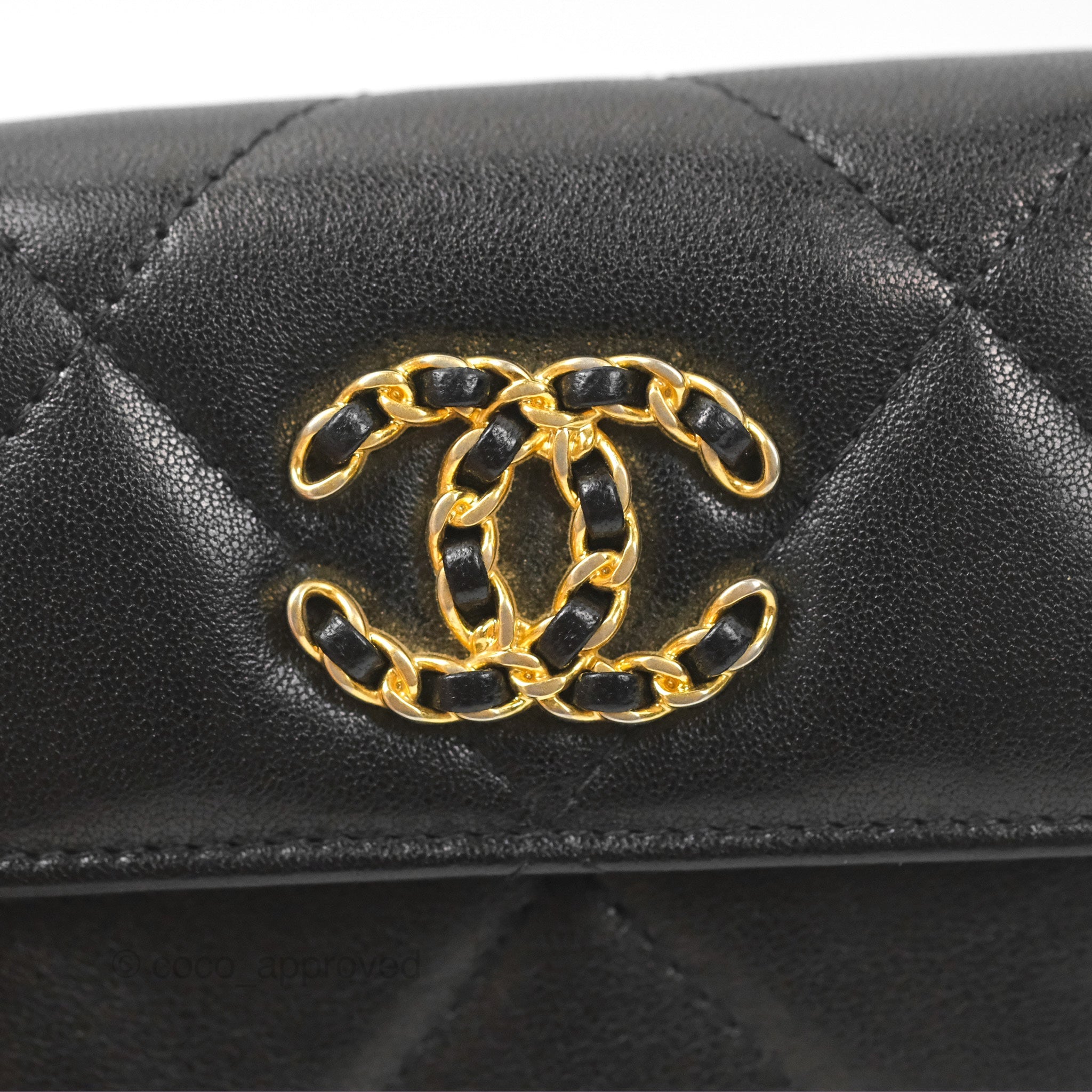 Chanel 19 Short Flap Wallet in Black Lambskin Leather - Luxury Designer Wallet for Women, Perfect for Everyday Use & Special Occasions