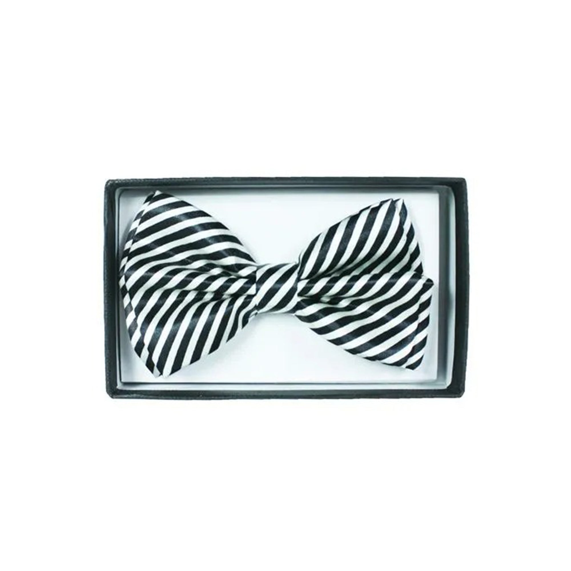 Stylish Black and White Striped Bow Tie for Men - Classic Formal & Wedding Accessory - Perfect for Tuxedos, Prom, and Special Occasions