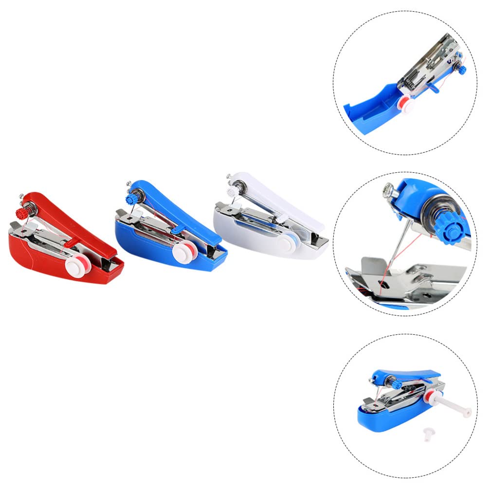 VICASKY 3-Piece Mini Sewing Machine Kit - Portable Handheld Manual Sewing Tool for Quick Repairs, DIY Crafts, and Clothing Alterations | Perfect for Home, Travel, and Emergency Fixes