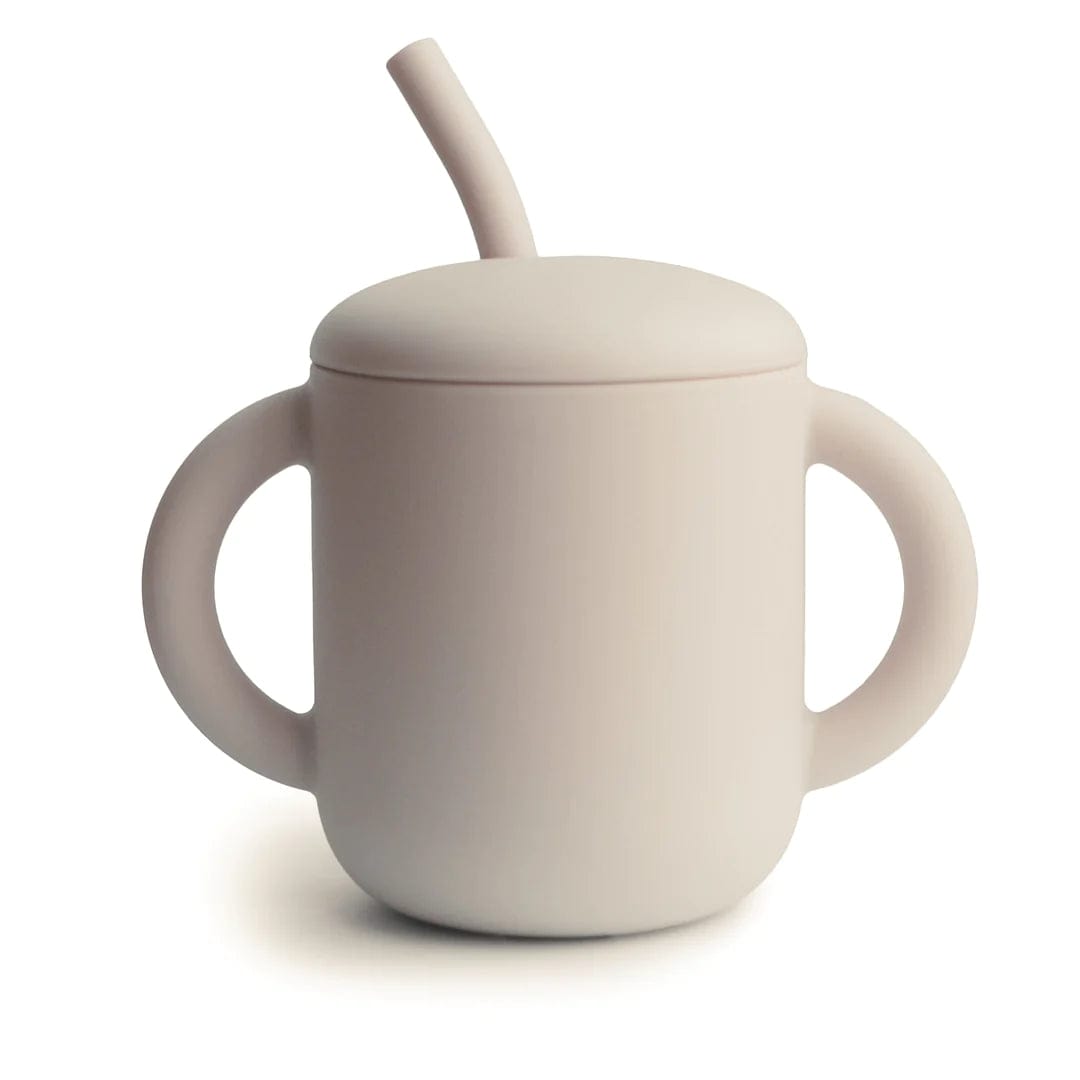 Mushie Silicone Baby Training Cup with Straw - Leak Proof Spill Proof Toddler Sippy Cup for Drinking Water, Milk & Juice - BPA Free, Dishwasher Safe for Home, Travel & Daycare Use