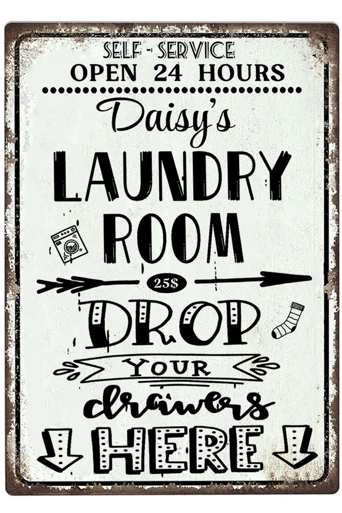 Personalized Laundry Room Signs - Funny 'Drop Your Pants Here' Farmhouse Decor for Bathroom & Washing Area - Rustic Wall Art for Home, Laundromat or Gift | Perfect for Farmhouse, Vintage & Modern Interior Design
