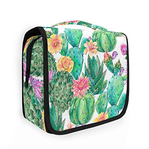 CaTaKu Tropical Cactus Summer Flower Waterproof Cosmetic Bag - Multi-Functional Travel Toiletry Organizer for Men & Women - Perfect for Makeup Storage, Beach Trips & Gym Essentials
