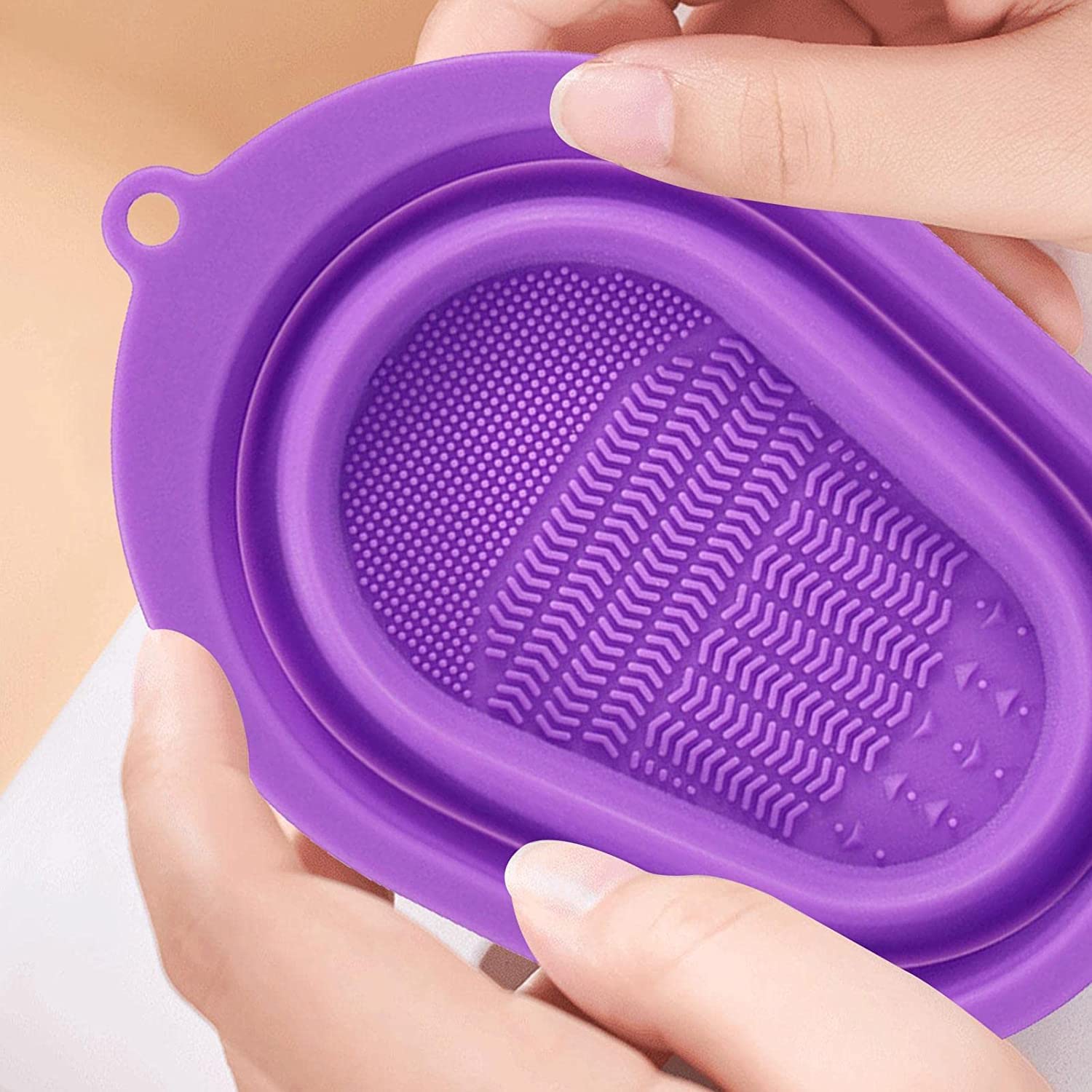 Premium Silicone Makeup Brush Cleaning Mat - Foldable Portable Scrubber Pad & Bowl for Cosmetics, Sponges, Powder Puffs | Multi-Color 2-Pack | Perfect for Home & Travel Makeup Brush Care