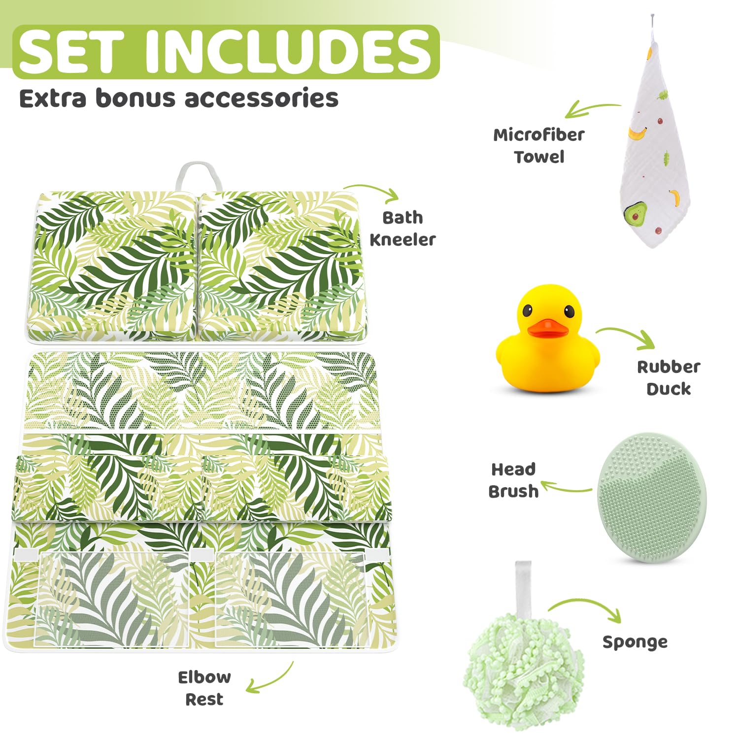 Waterproof Memory Foam Baby Bath Kneeler & Elbow Rest Pad Set - Soft Bathing Mat Organizer for Infants & Toddlers | Non-Slip Sponge Cushion for Safe Bath Time | Perfect for Newborns, Bathtub, and Shower Use