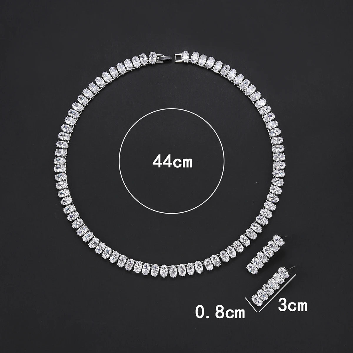 2 Piece Oval Zircon Crystal Bridal Jewelry Set for Women - Elegant Necklace & Earrings Wedding Accessories, Anniversary Gift, Party Jewelry for Bride, Bridesmaid, and Special Occasions