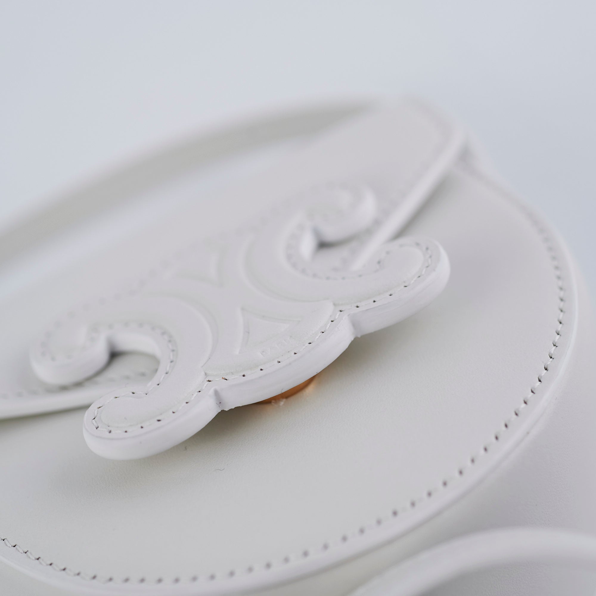 Celine Cuir Mini Triomphe White Leather Crossbody Bag for Women | Luxury Designer Handbag for Everyday Use, Date Night & Travel