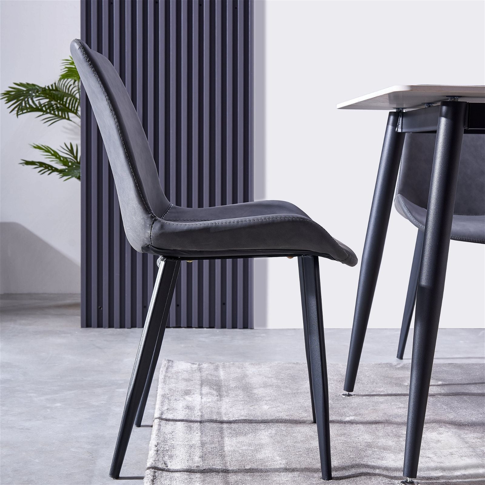 Criterionâ¢ Grey PU Seat and Carbon Steel Frame Dining Chairs - Set of 4 Modern Kitchen Chairs for Dining Room, Restaurant, and Office Use