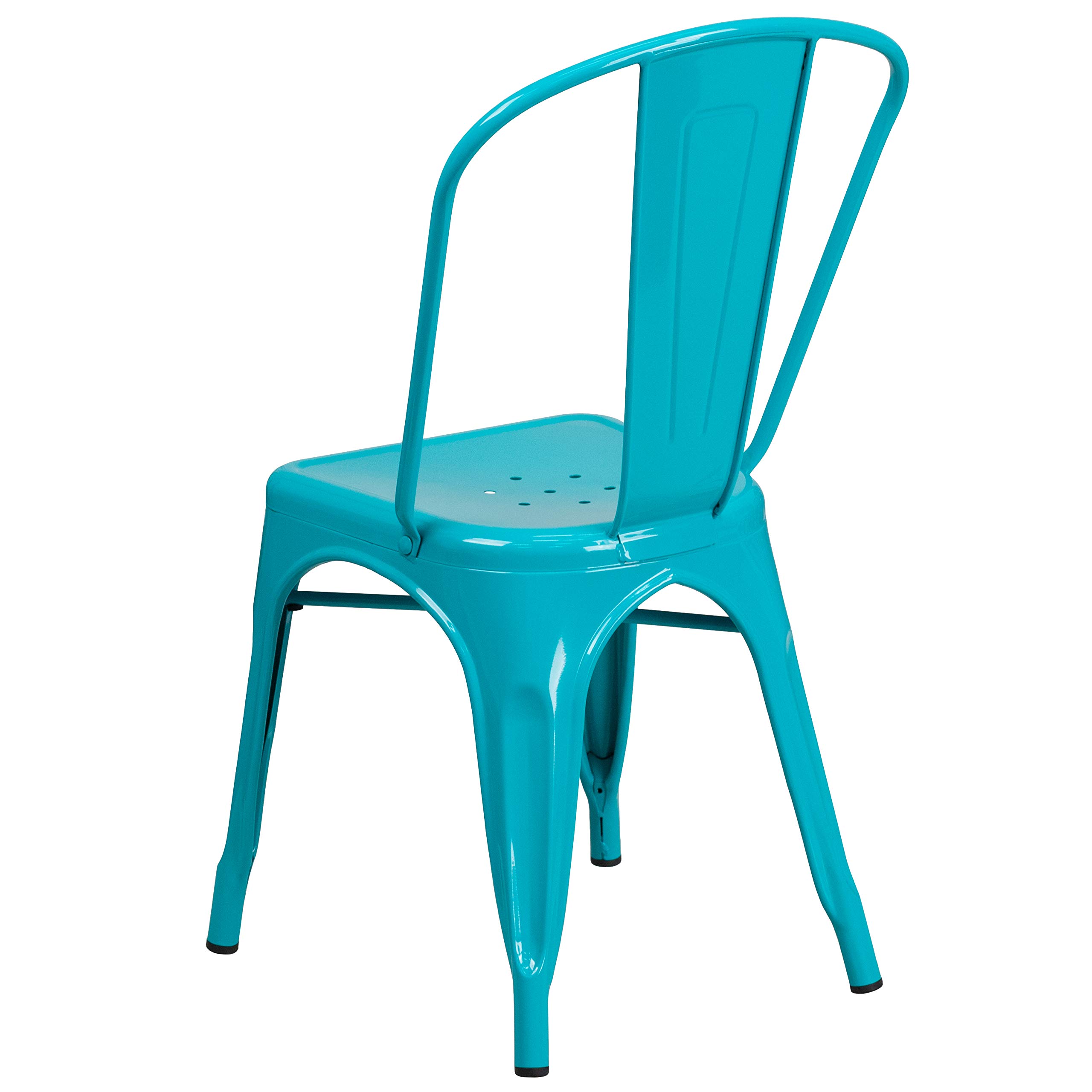 EMMA + OLIVER Commercial Grade Teal-Blue Metal Stackable Chair for Indoor & Outdoor Use - Perfect for Restaurants, Cafes, Patios, and Events